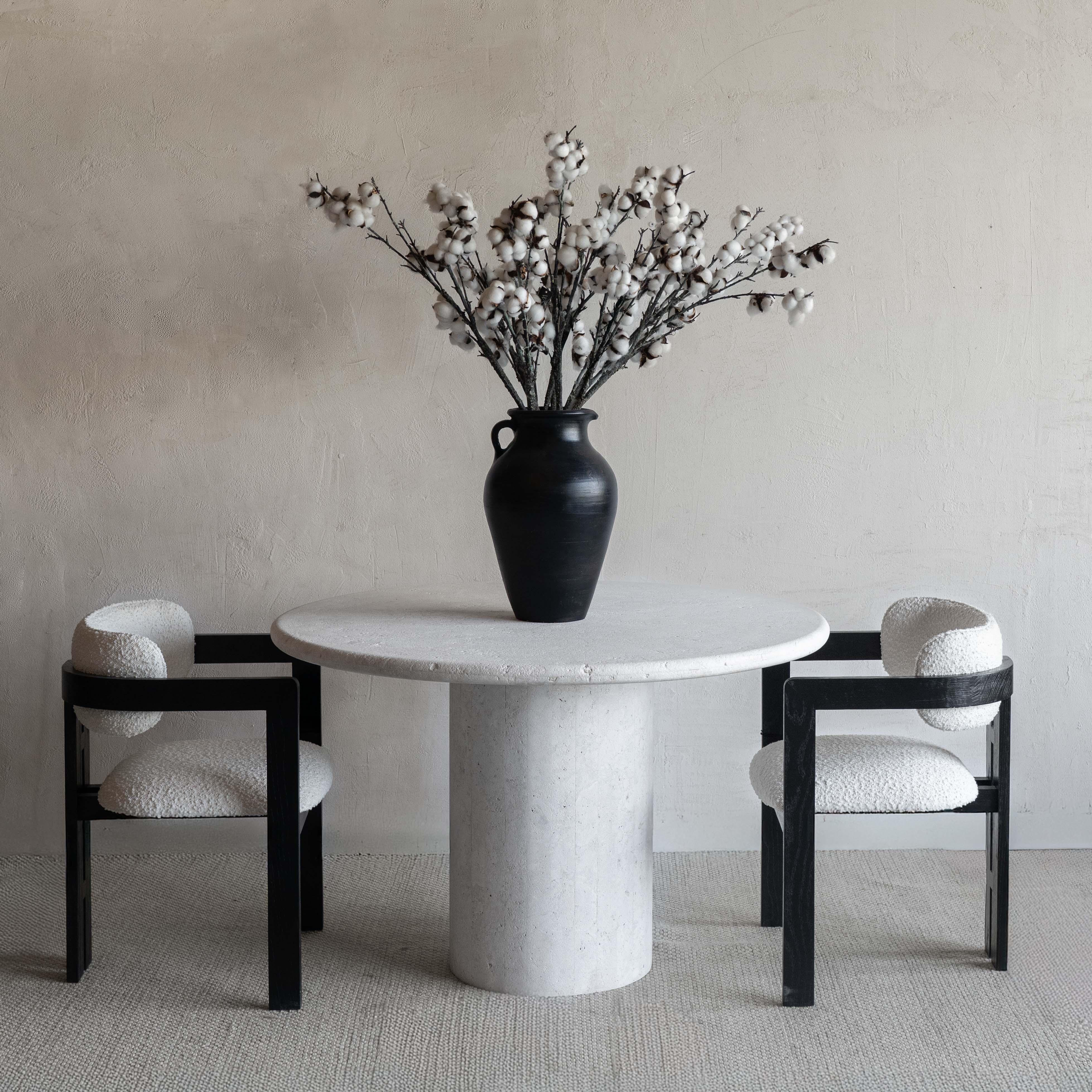 Palm Round Limestone Marble Dining Table
