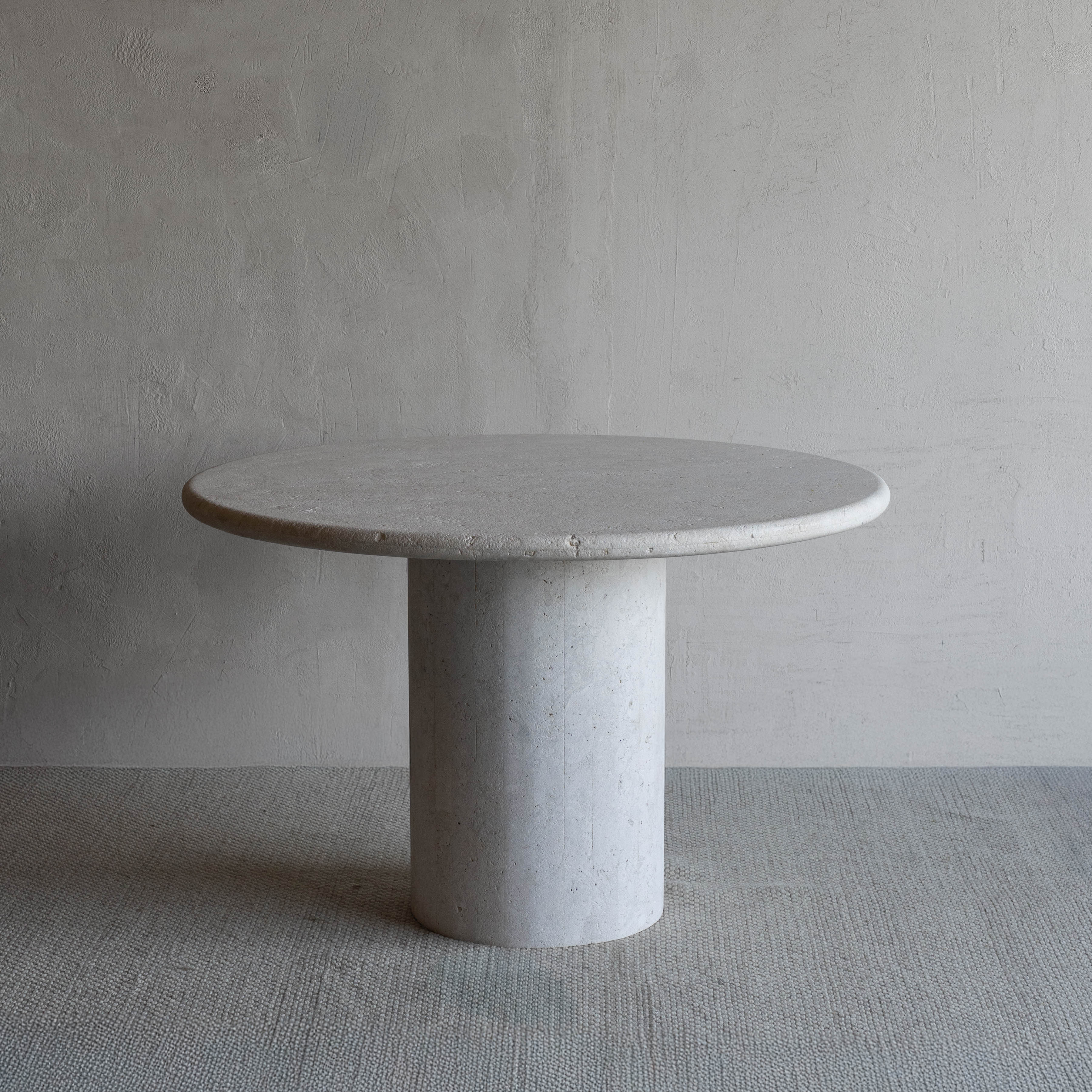 Palm Round Limestone Marble Dining Table