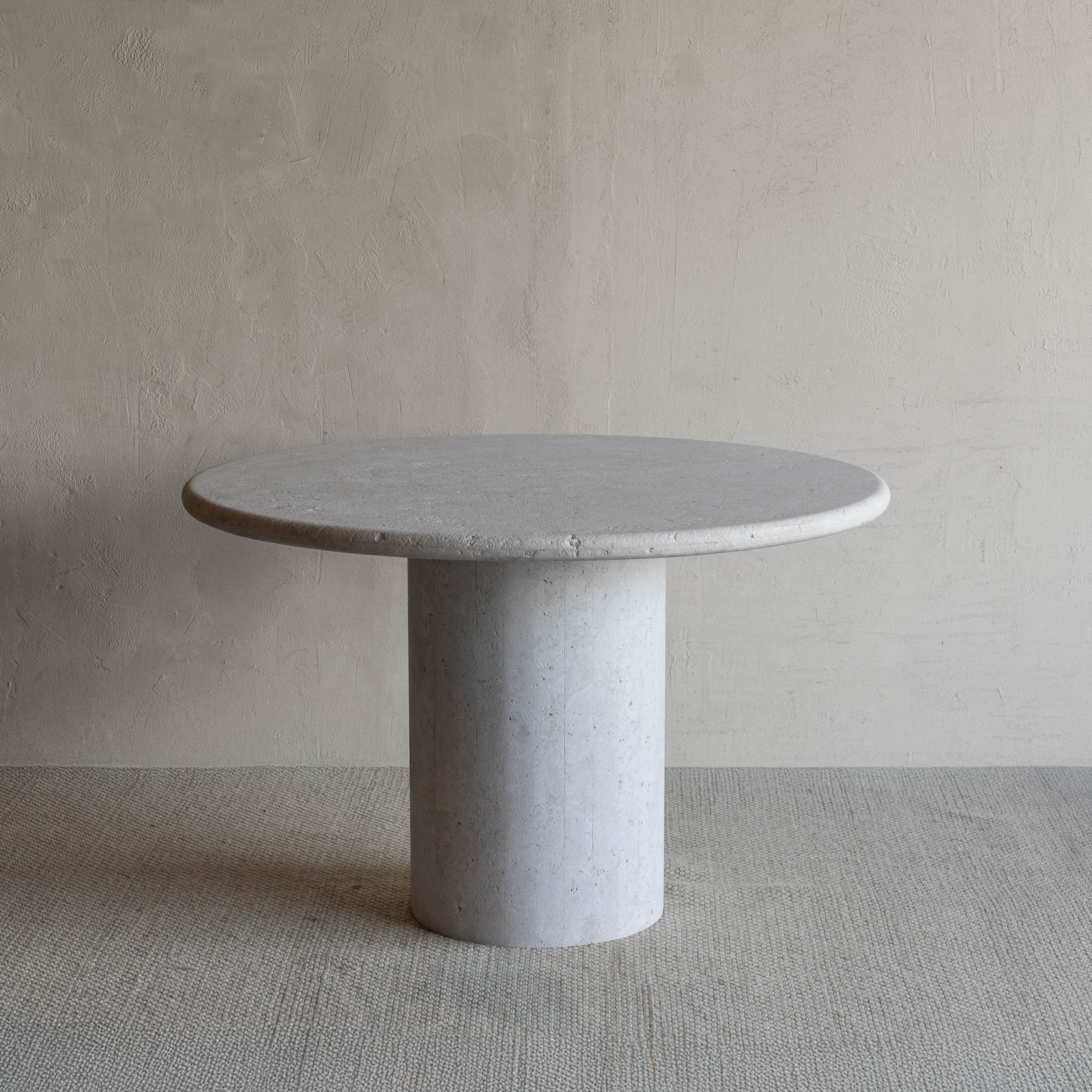 Palm Round Limestone Marble Dining Table