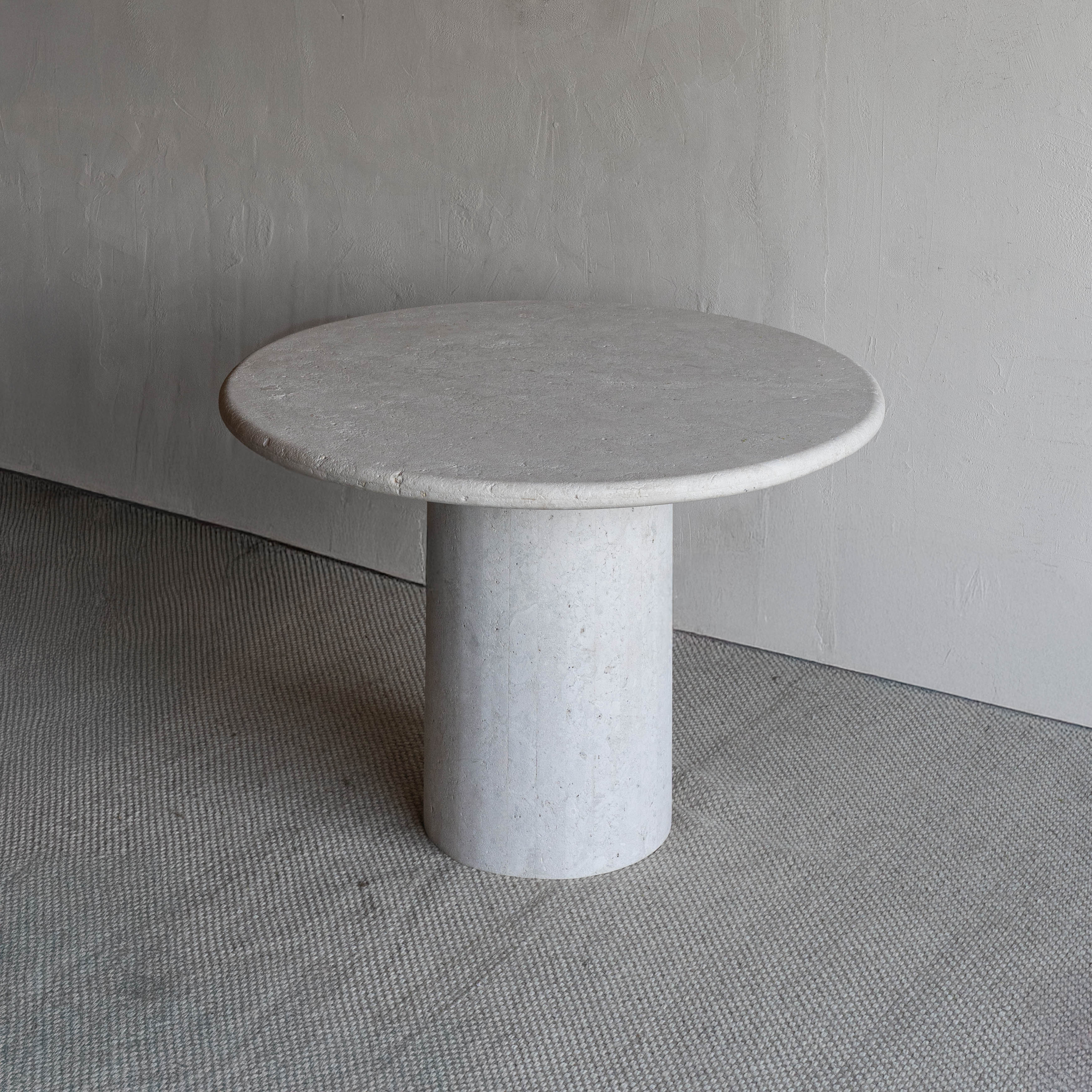 Palm Round Limestone Marble Dining Table