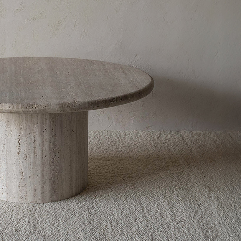Palm Travertine Marble Round Coffee Table