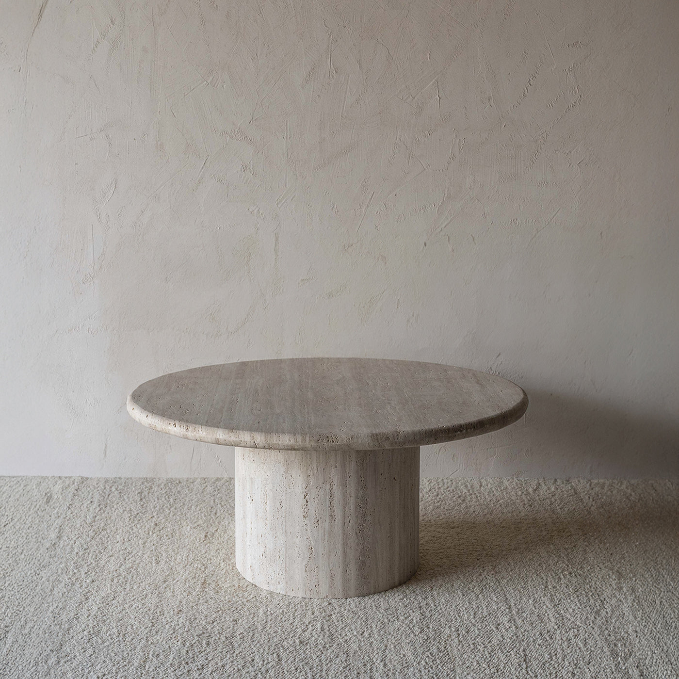 Palm Travertine Marble Round Coffee Table