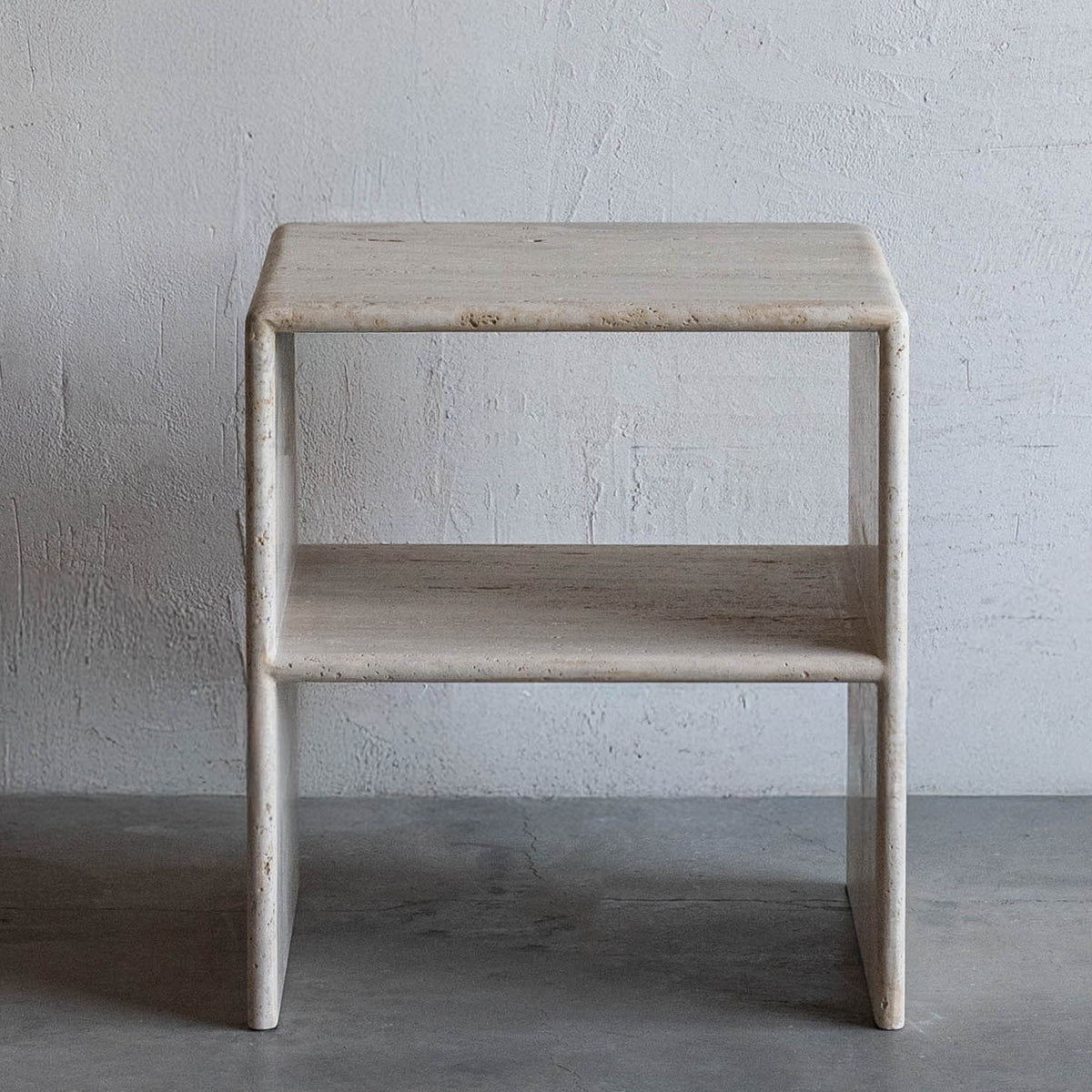 Palm Travertine Marble Bed Side Table Beige | Luxury Stone Nightstand ...