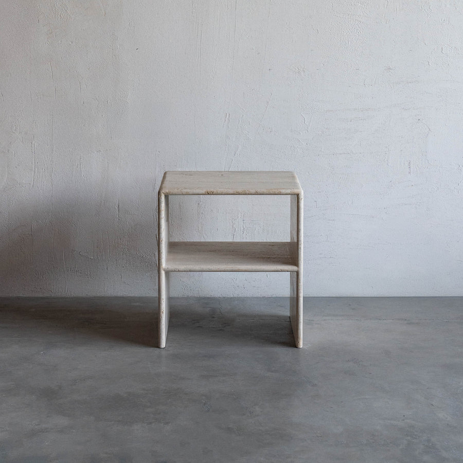 Palm Travertine Marble Bed Side Table Beige Dubai