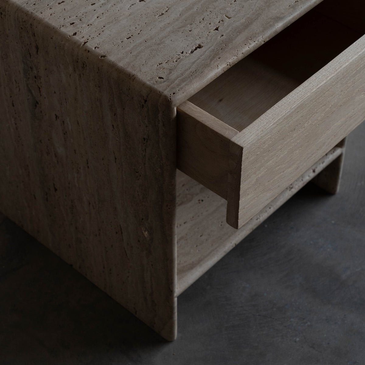 Palm Travertine Marble Bed Side Table Beige | Luxury Stone Nightstand ...
