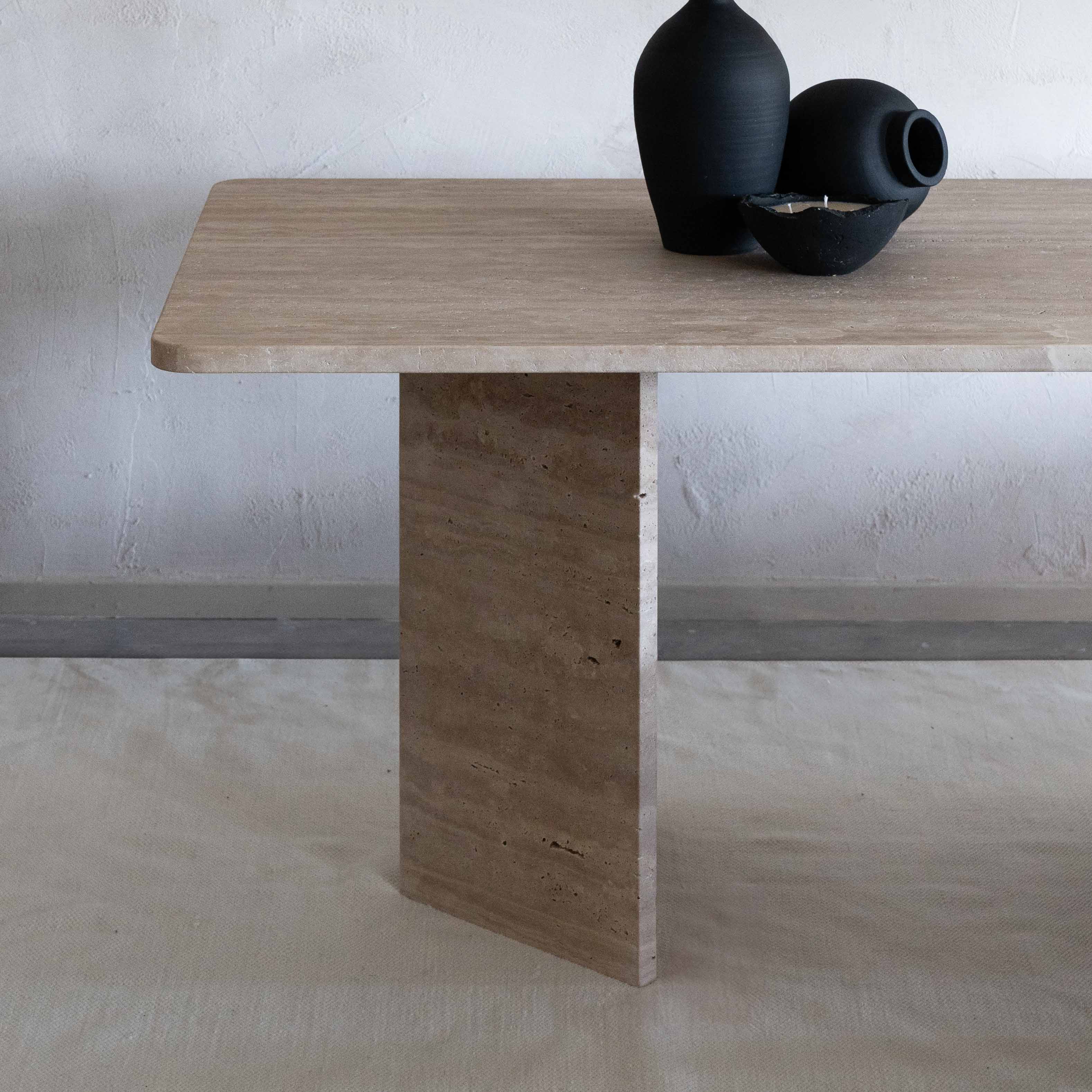 Palm Rectangle Travertine Marble Dining Table - Dining Tables - WS Living - UAE Modern Home Furniture Stores in Dubai