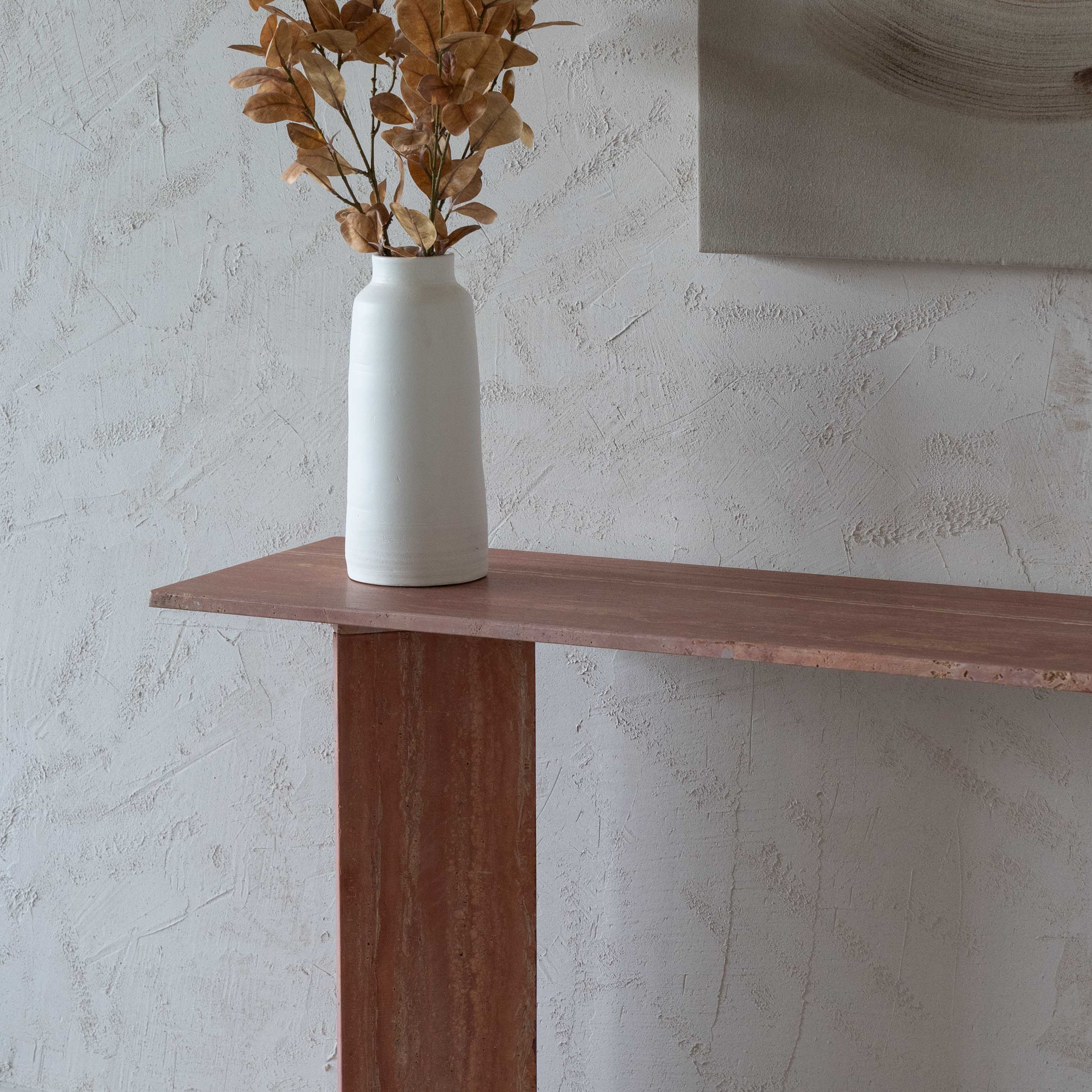 Palm Pink Travertine Marble Console Table - Consoles - WS Living - UAE Wood and steel Furnitures in Dubai