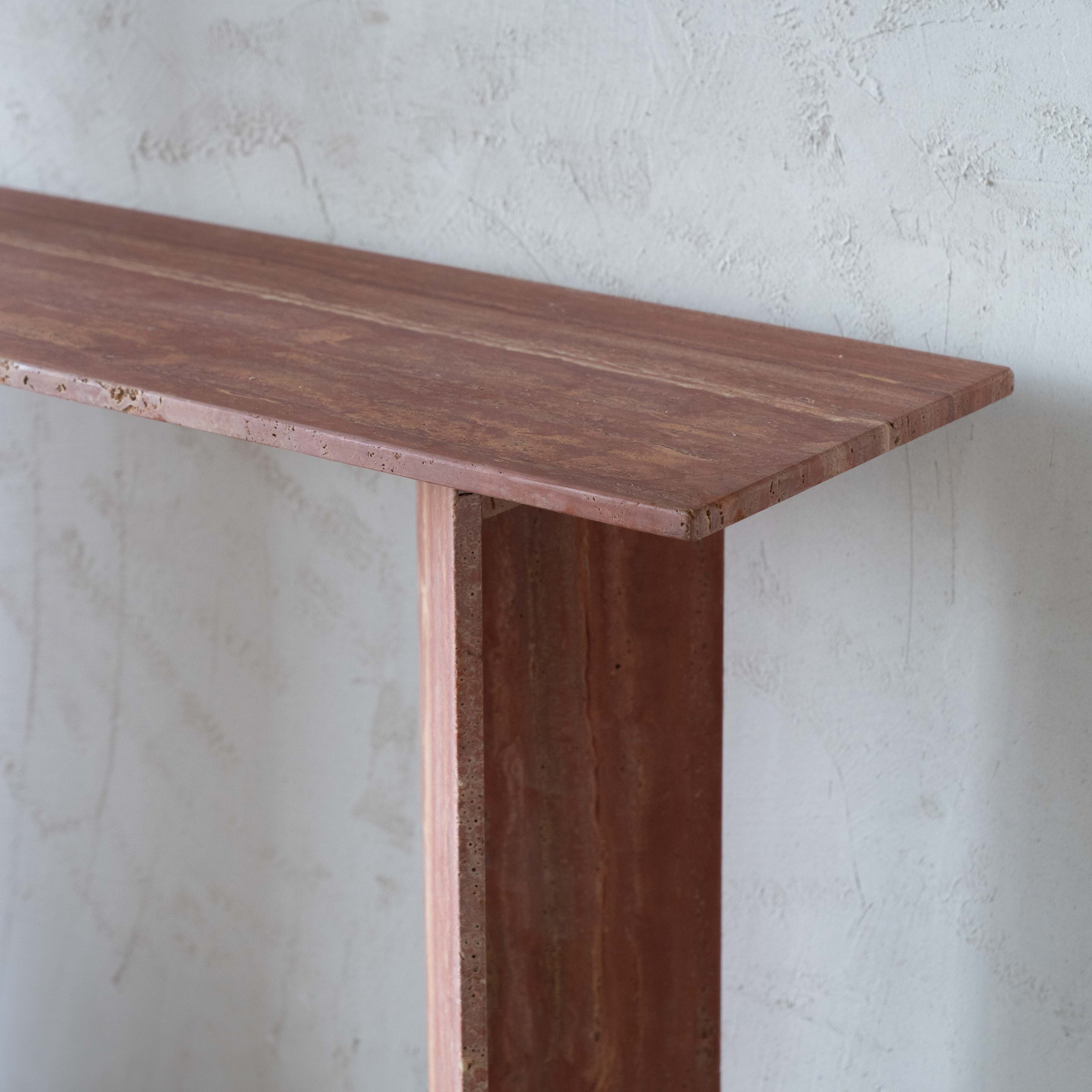 Palm Pink Travertine Marble Console Table - Consoles - WS Living - UAE Wood and steel Furnitures in Dubai