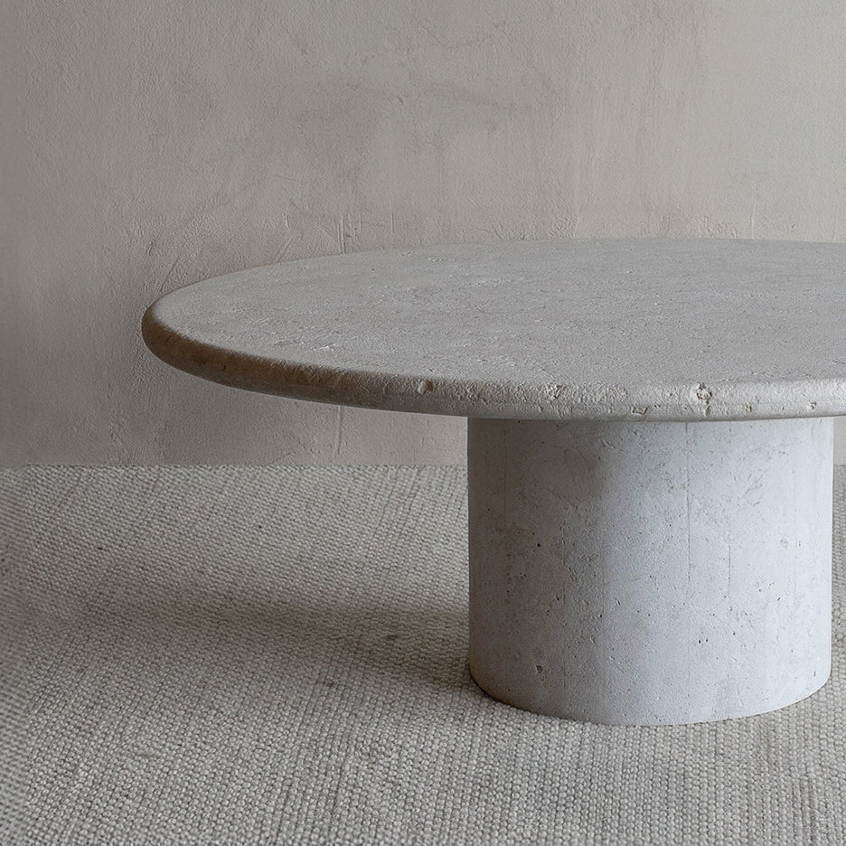 Palm Limestone Marble Round Coffee Table