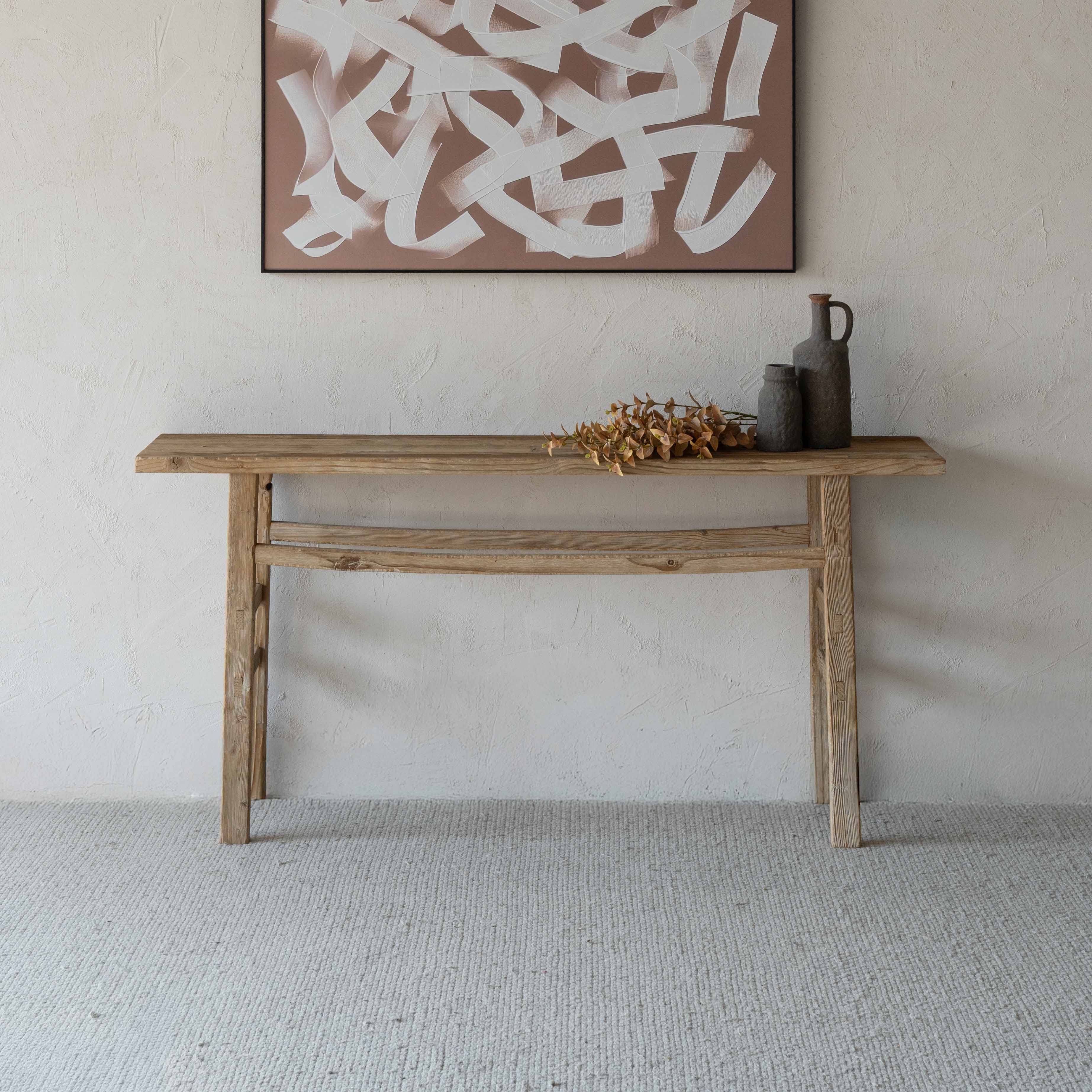 Petina Natural Wood Classic Rectangle Console Table