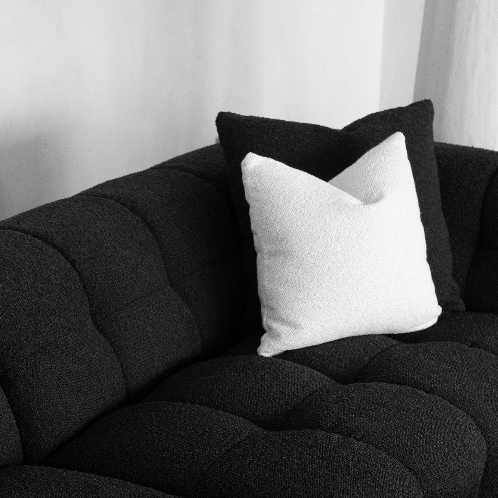 Pina Black Boucle 3 Seater Sofa  - WS Living - UAE - Sofas Wood and steel Furnitures - Dubai