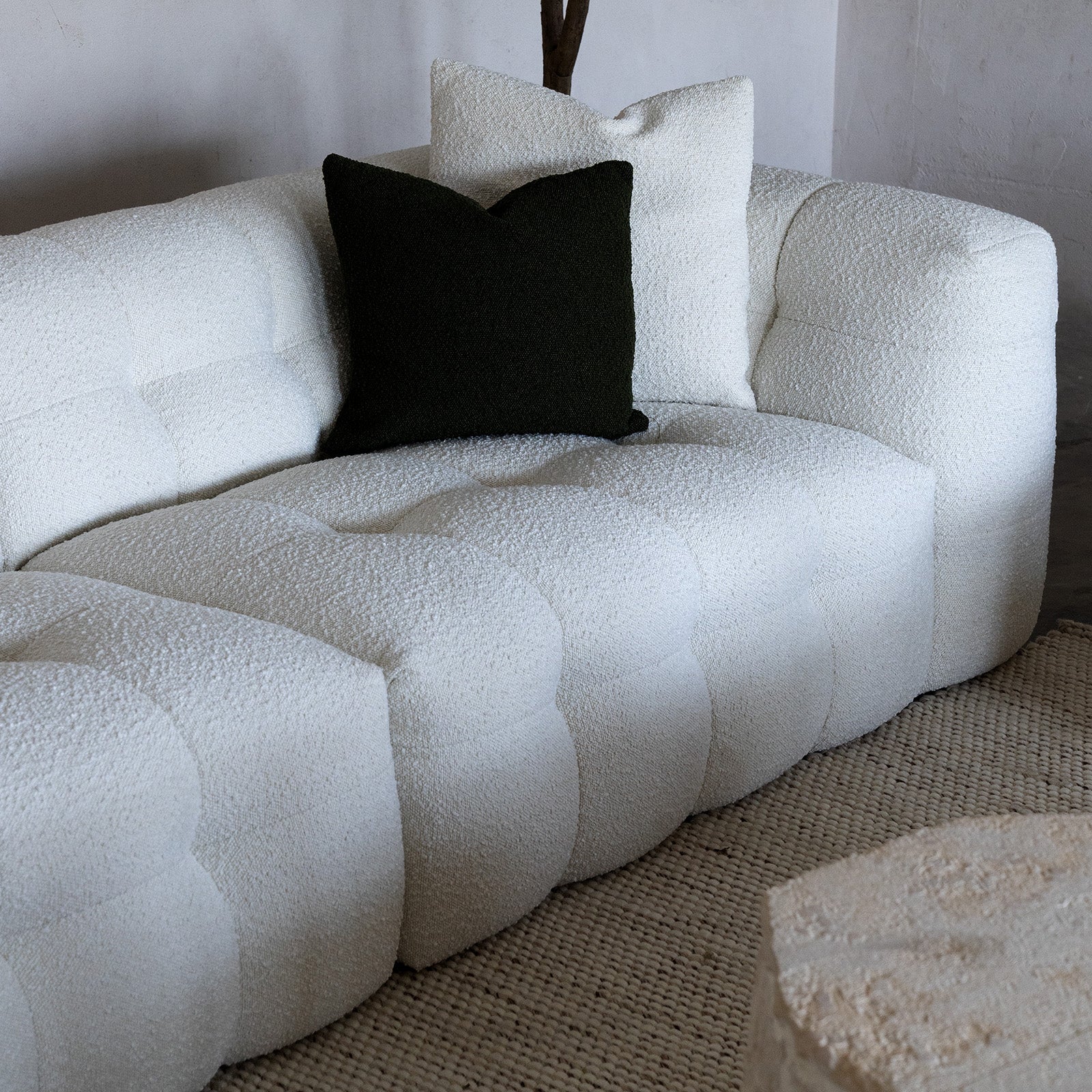 Pina White Boucle 3 Seater Sofa - Sofas - WS Living - UAE Modern Home Furniture Stores in Dubai