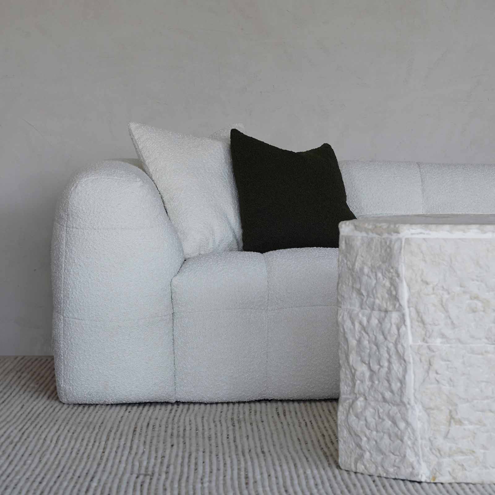 Pina White Boucle 3 Seater Sofa - Sofas - WS Living - UAE Modern Home Furniture Stores in Dubai