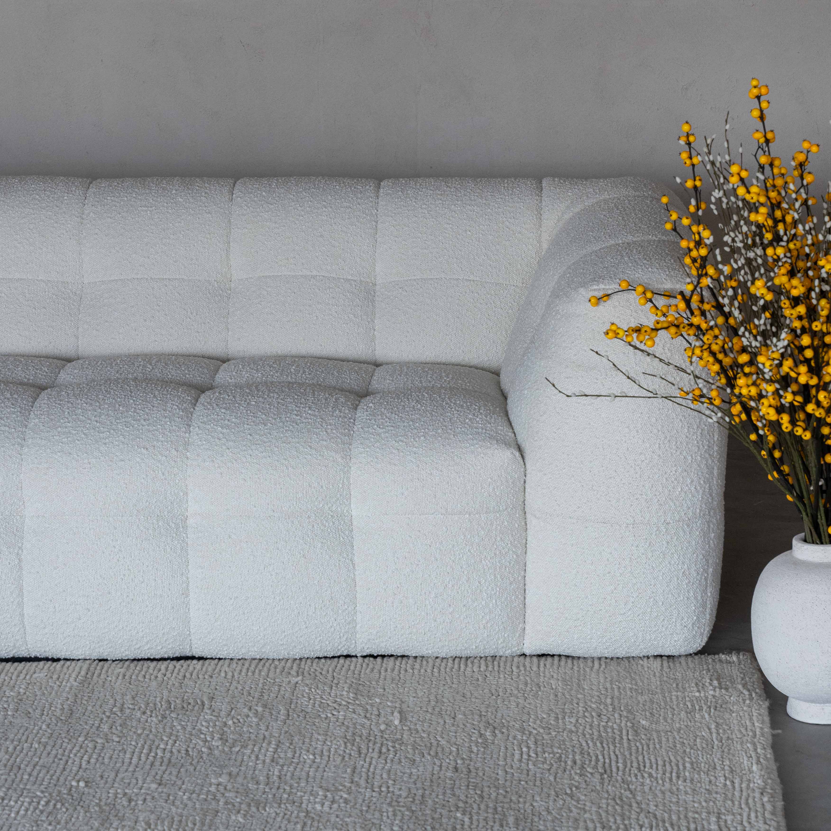 Pina White Boucle Corner & L Shape Sofa (R998B A02-2#)  - WS Living - UAE - Sofas Wood and steel Furnitures - Dubai