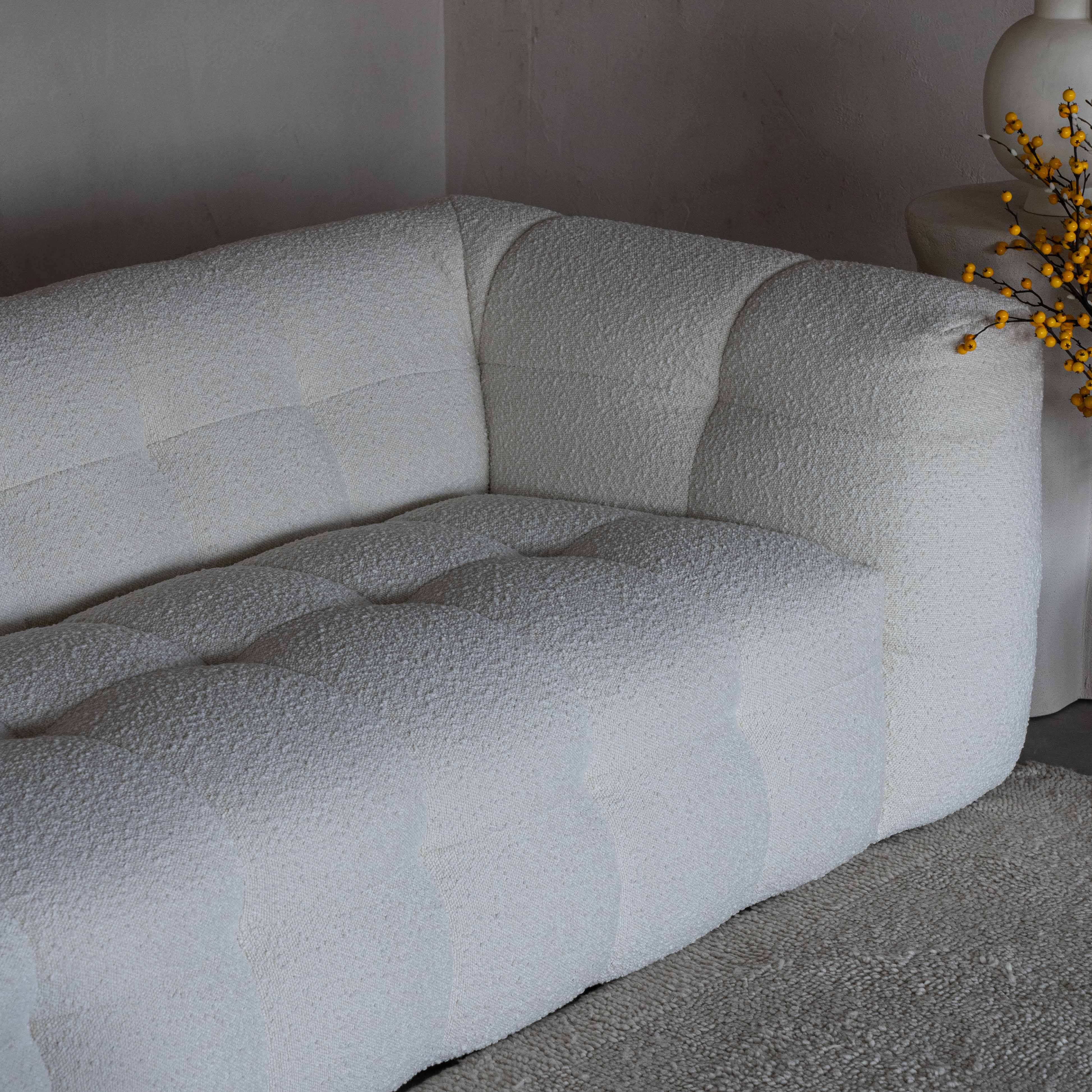 Pina White Boucle Corner & L Shape Sofa (R998B A02-2#)  - WS Living - UAE - Sofas Wood and steel Furnitures - Dubai