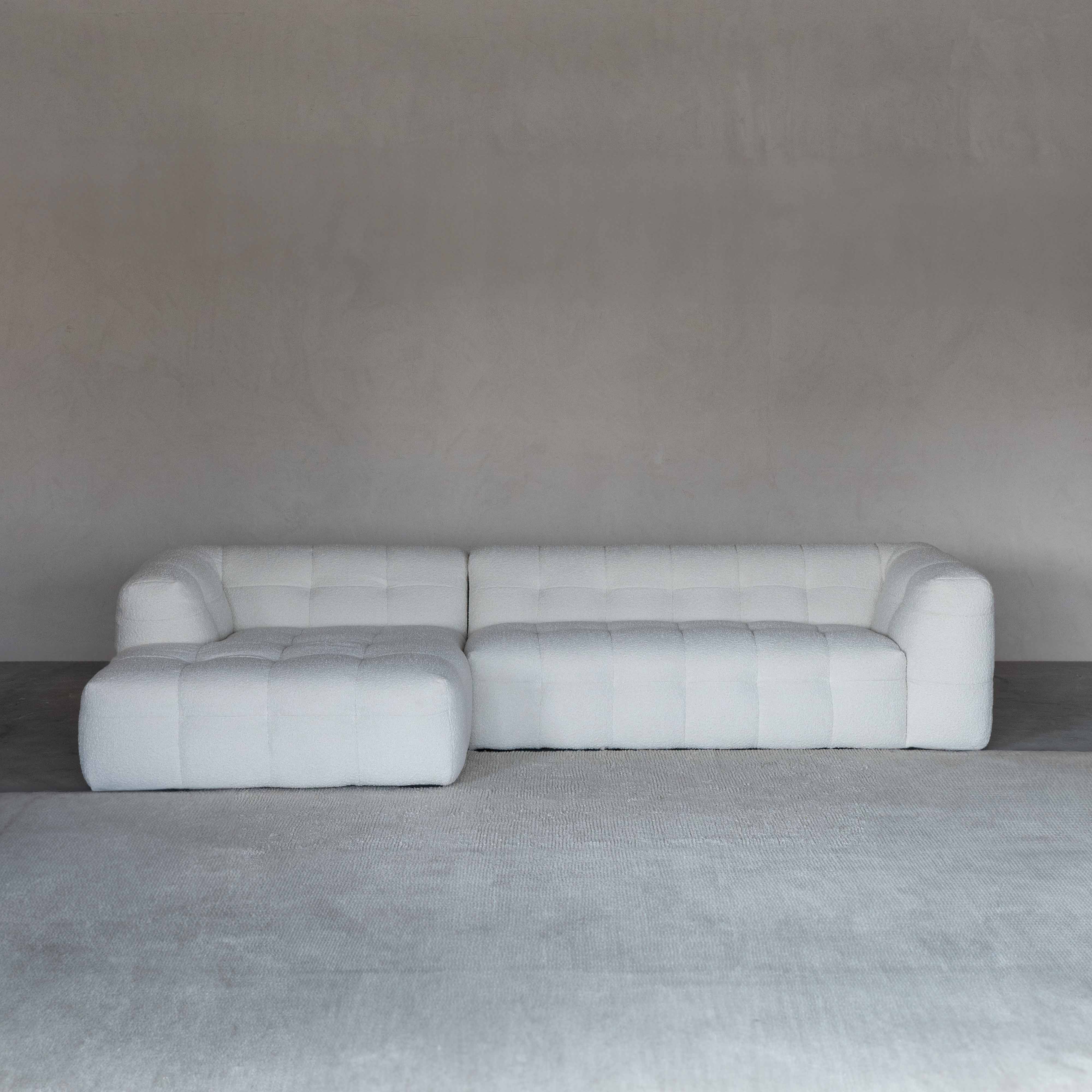 Pina White Boucle Corner & L Shape Sofa (R998B A02-2#)  - WS Living - UAE - Sofas Wood and steel Furnitures - Dubai