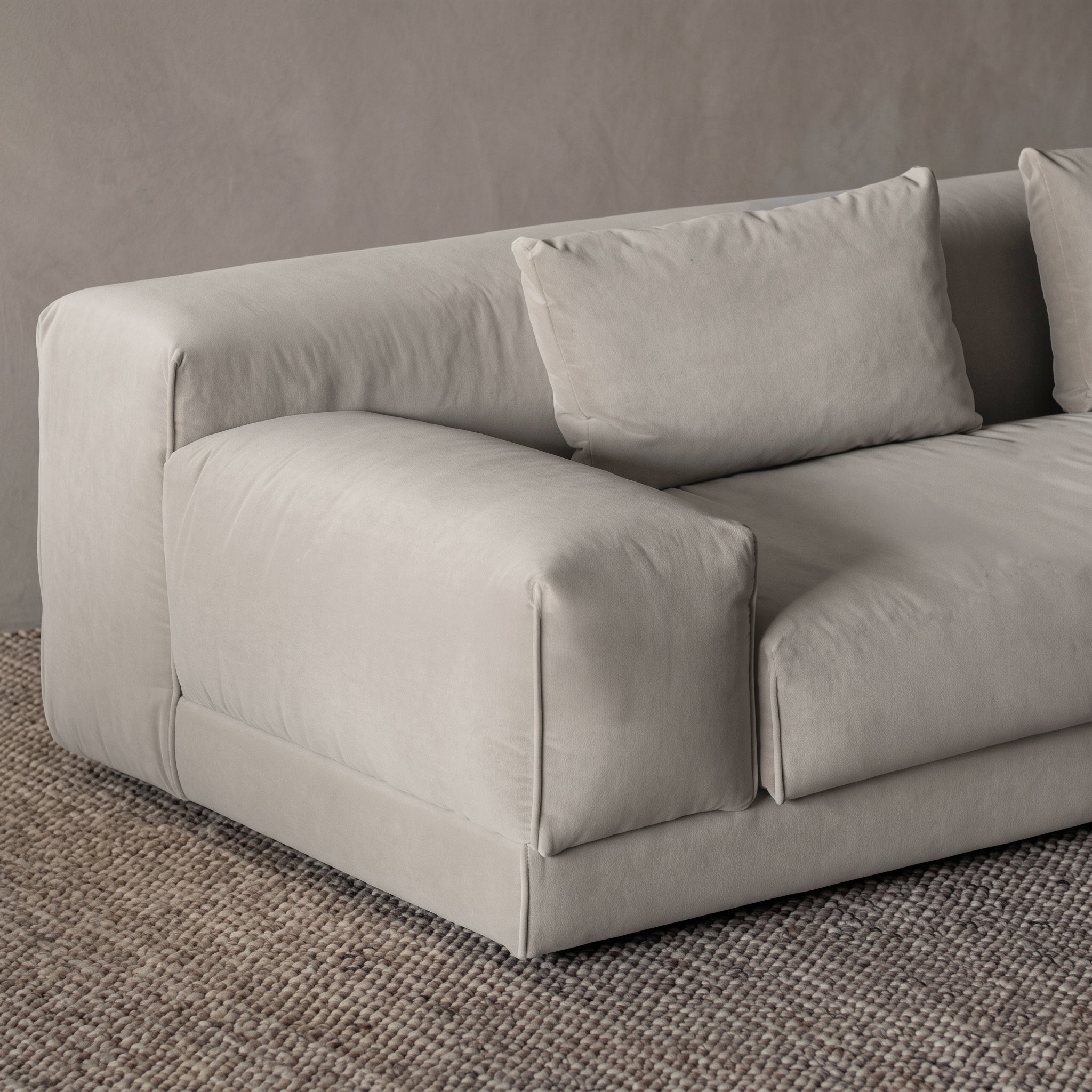 Bellaro Low Lounge Modern Velvet 3 Seater Sofa