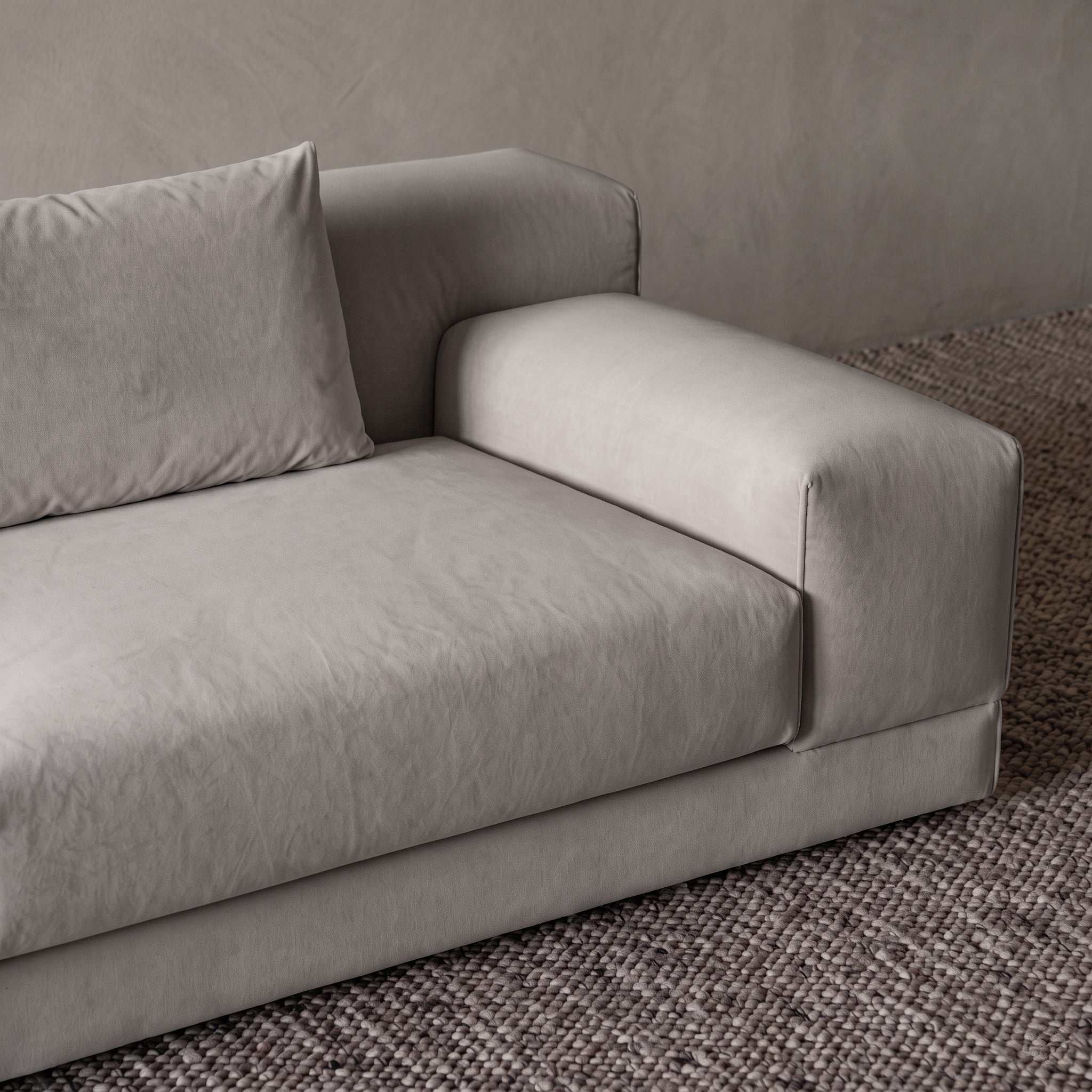 Bellaro Low Lounge Modern Velvet 3 Seater Sofa