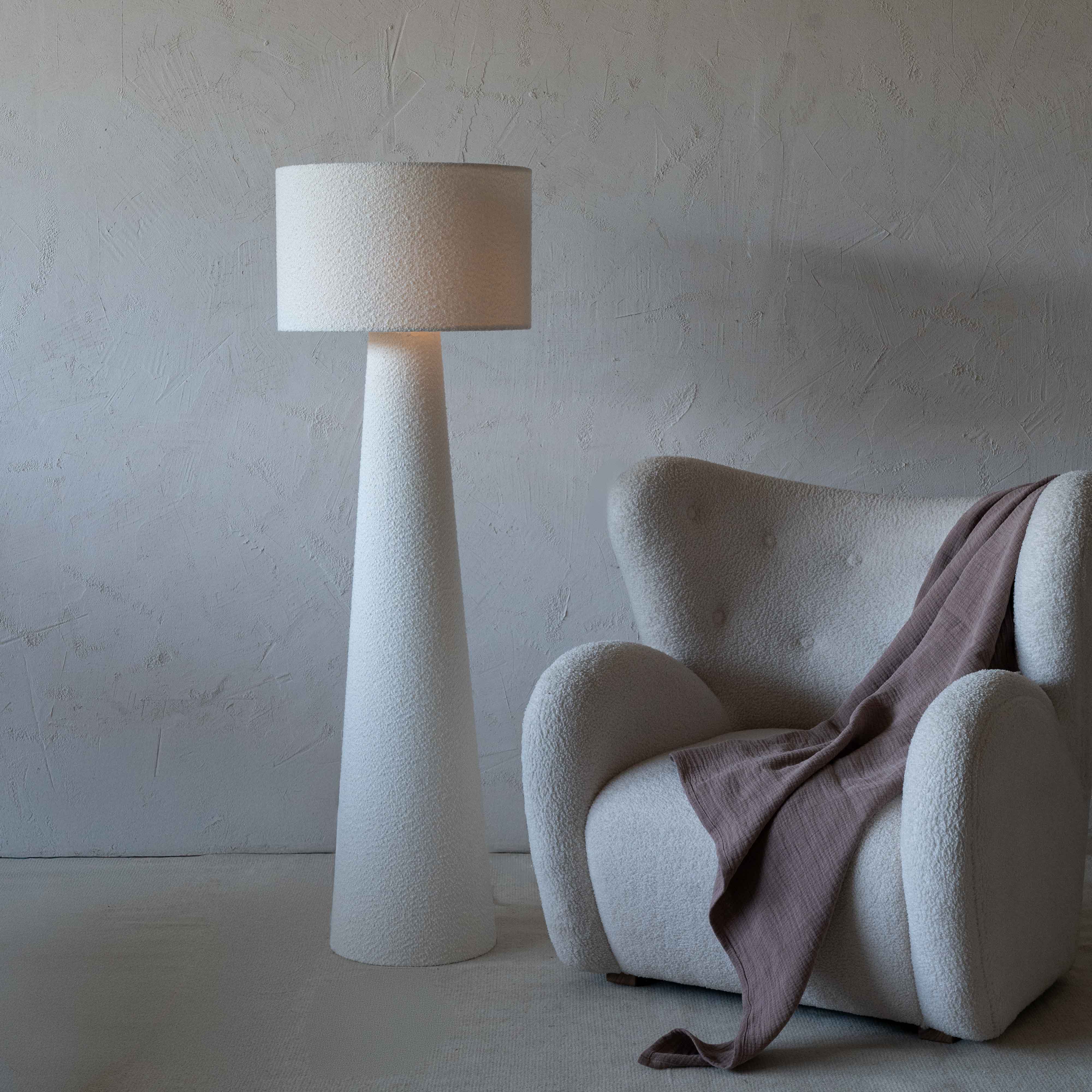 Pollux White Boucle Floor Lamp - Lamps - WS Living - UAE Modern Home Furniture Stores in Dubai