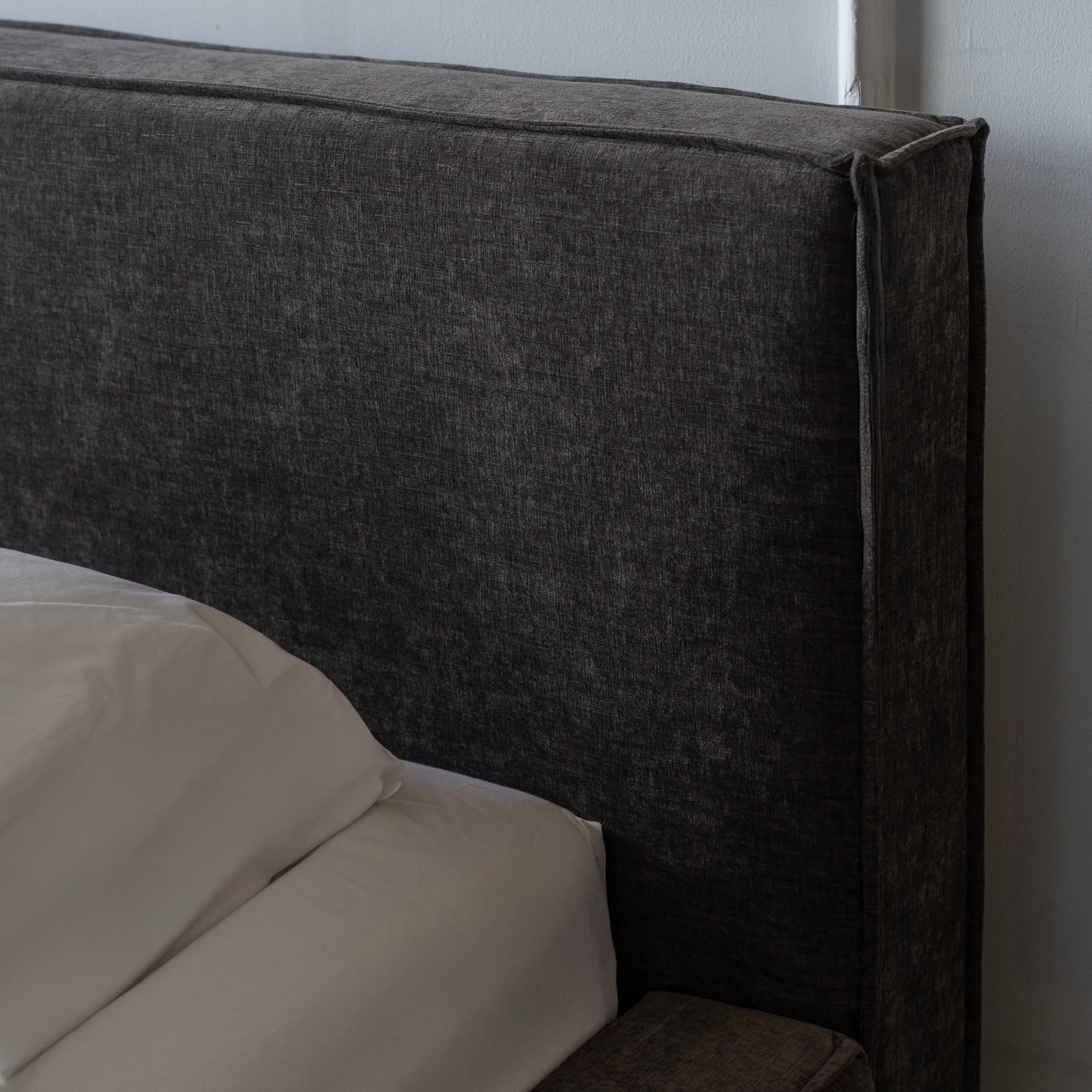 Ravelle Brown Upholstered King Size Bed