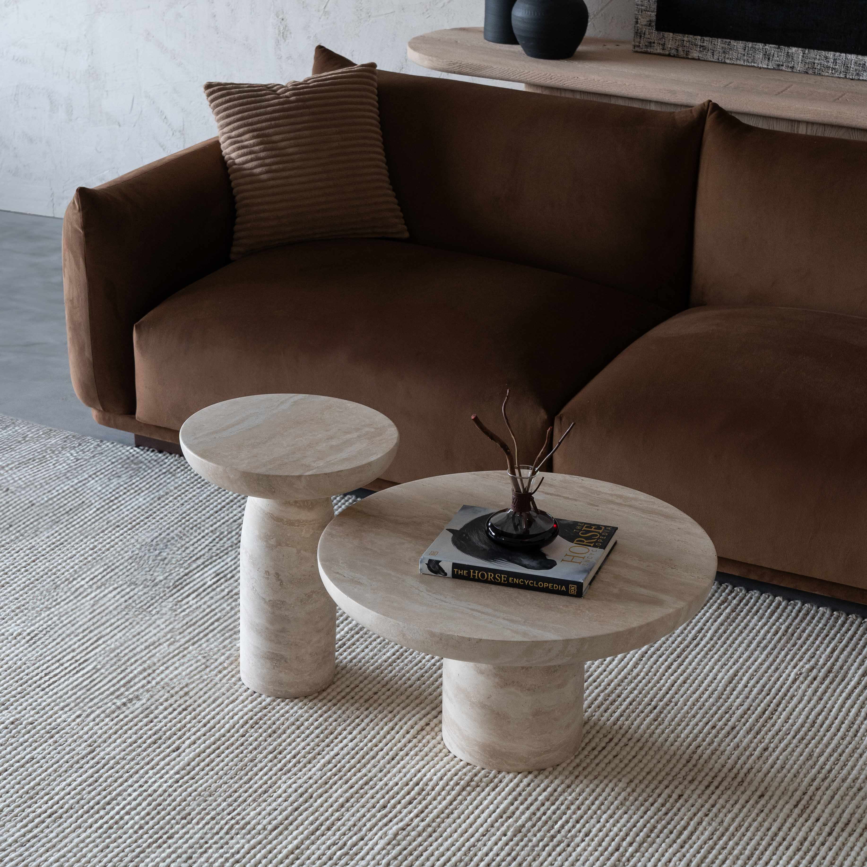 Rodha Modern Beige Natural Marble Coffee Table | Center Table - Coffee Tables - WS Living - UAE Wood and steel Furnitures Stores in Dubai