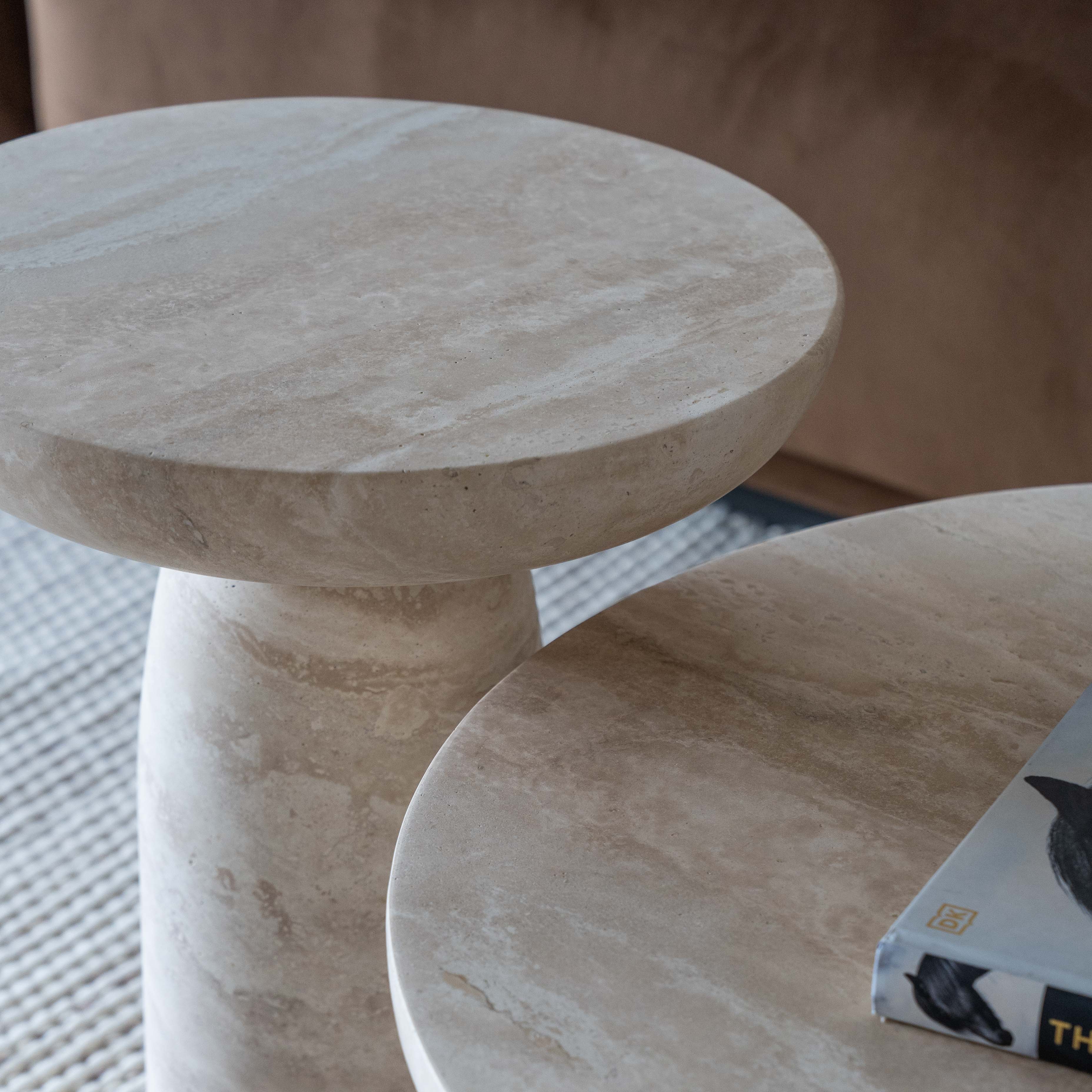 Milan Modern Natural Marble End Side Table  | Accent Table - Side Tables - WS Living - UAE Wood and steel Furnitures in Dubai