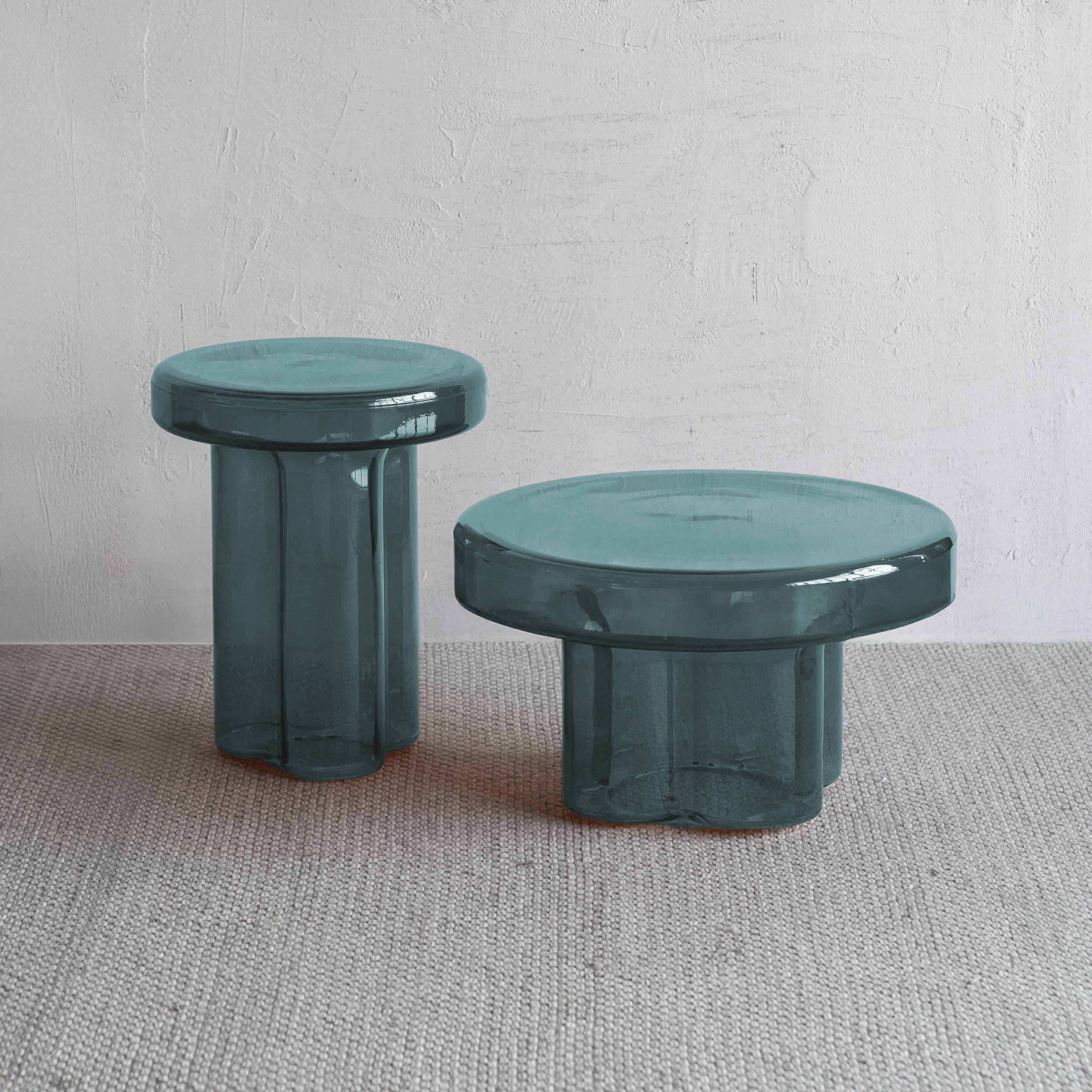 Lunaria Green Modern Glass Side Table