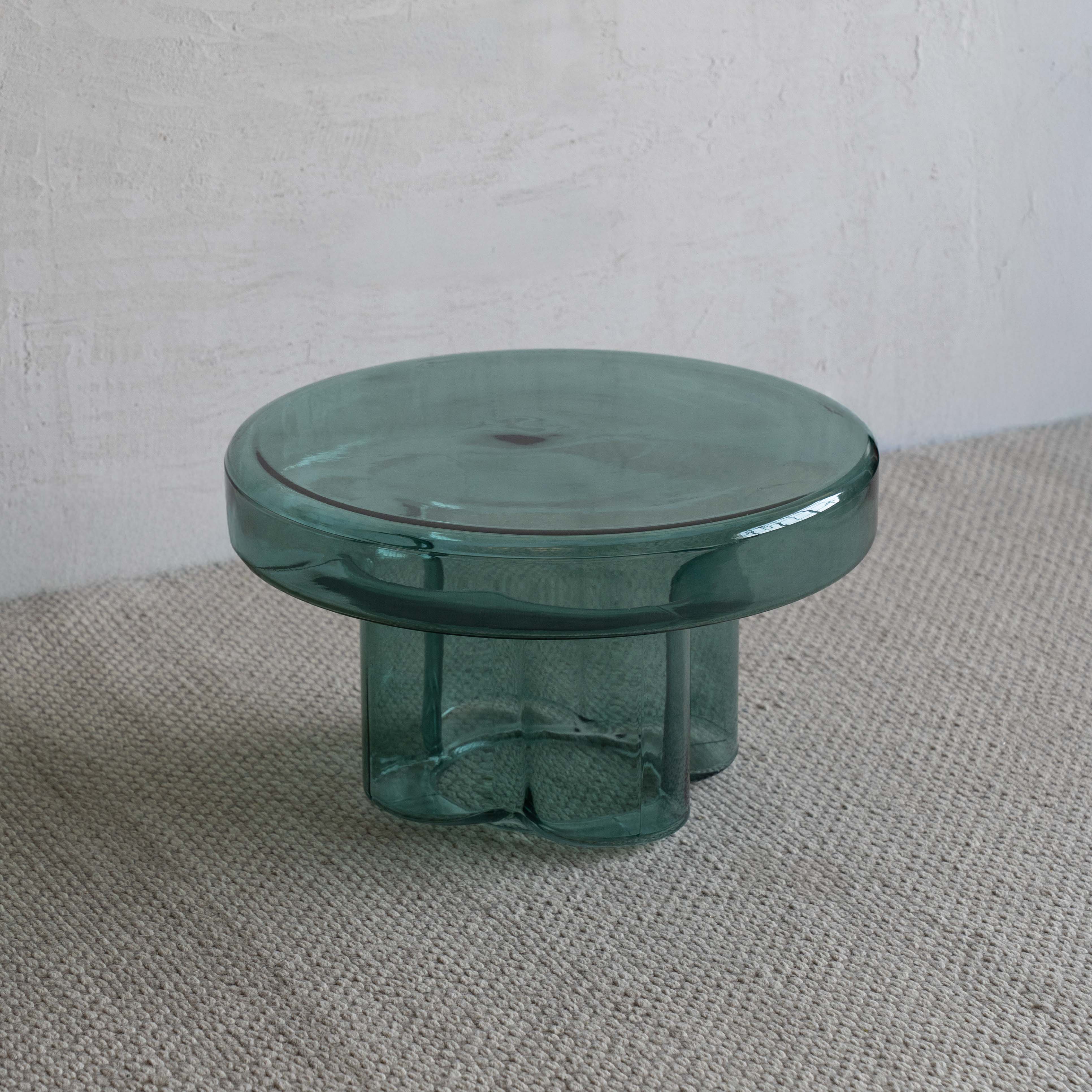 Lunaria Green Modern Glass Coffee Table