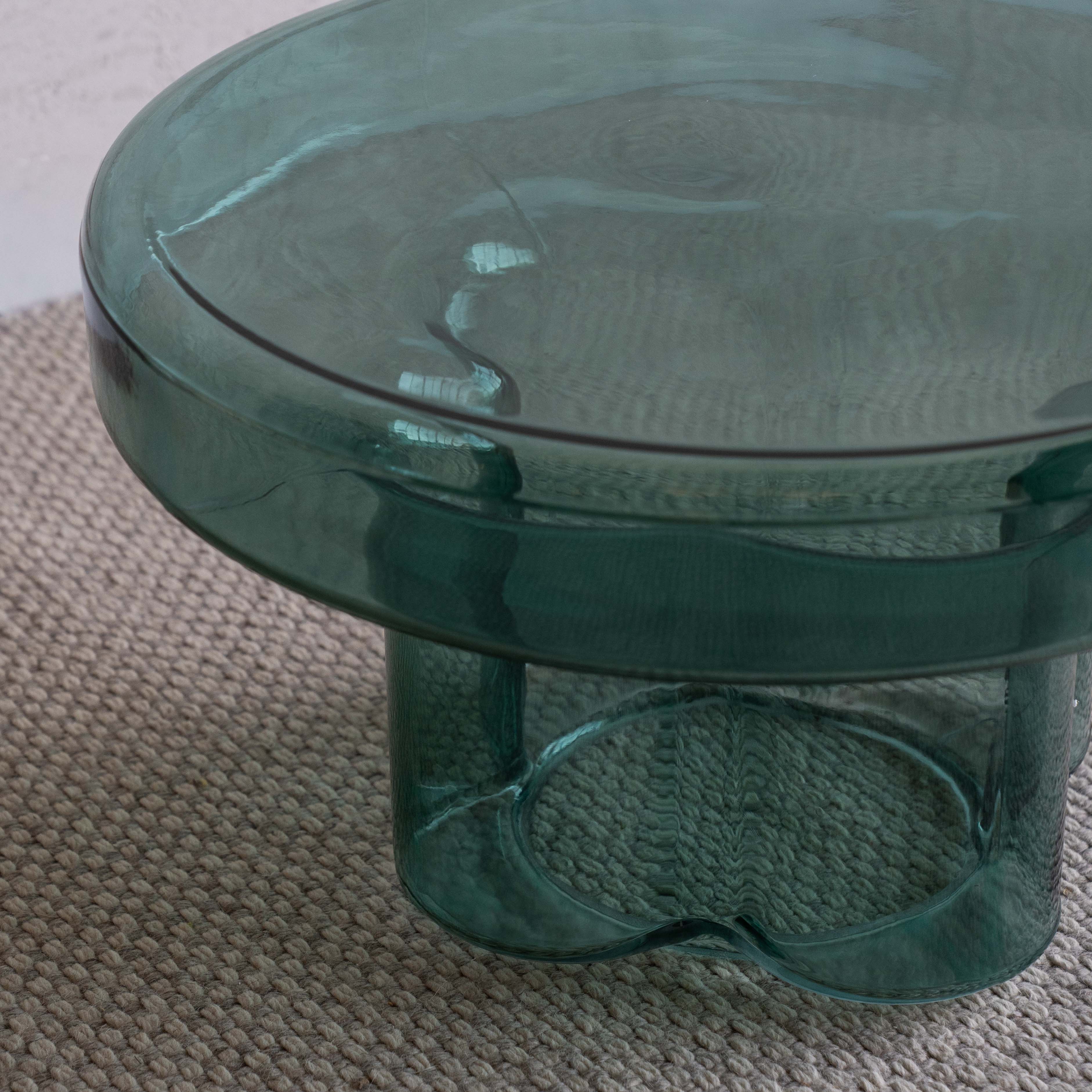Lunaria Green Modern Glass Coffee Table