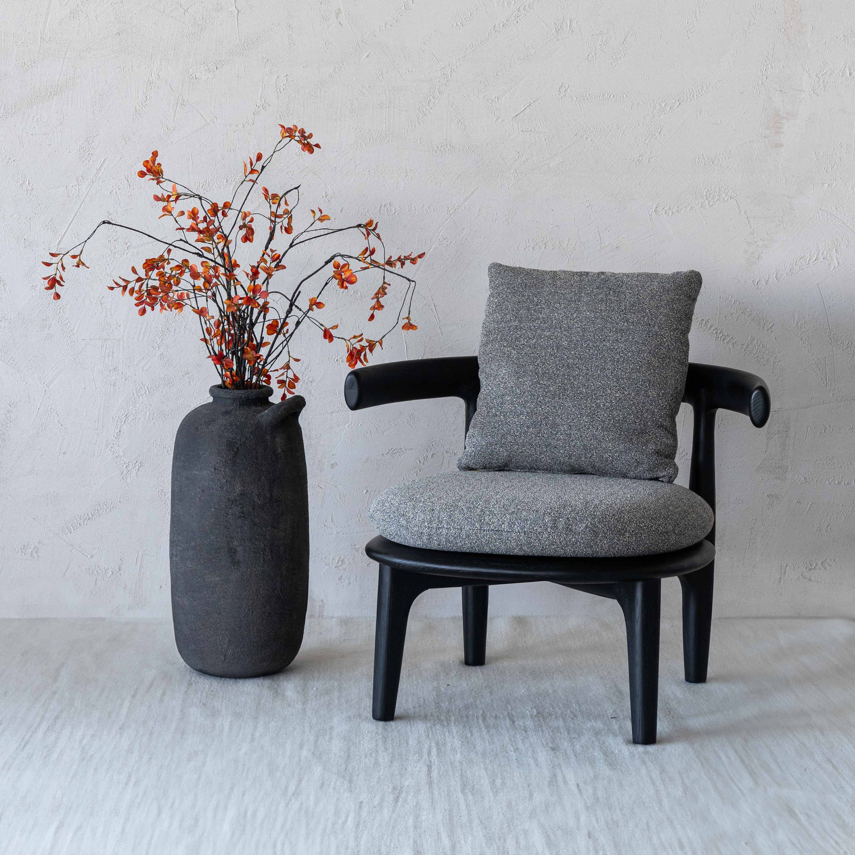 Rowan Modern Solid Ash Wood Black Arm Chair - Arm chair - WS Living - UAE Wood and steel Furnitures in Dubai