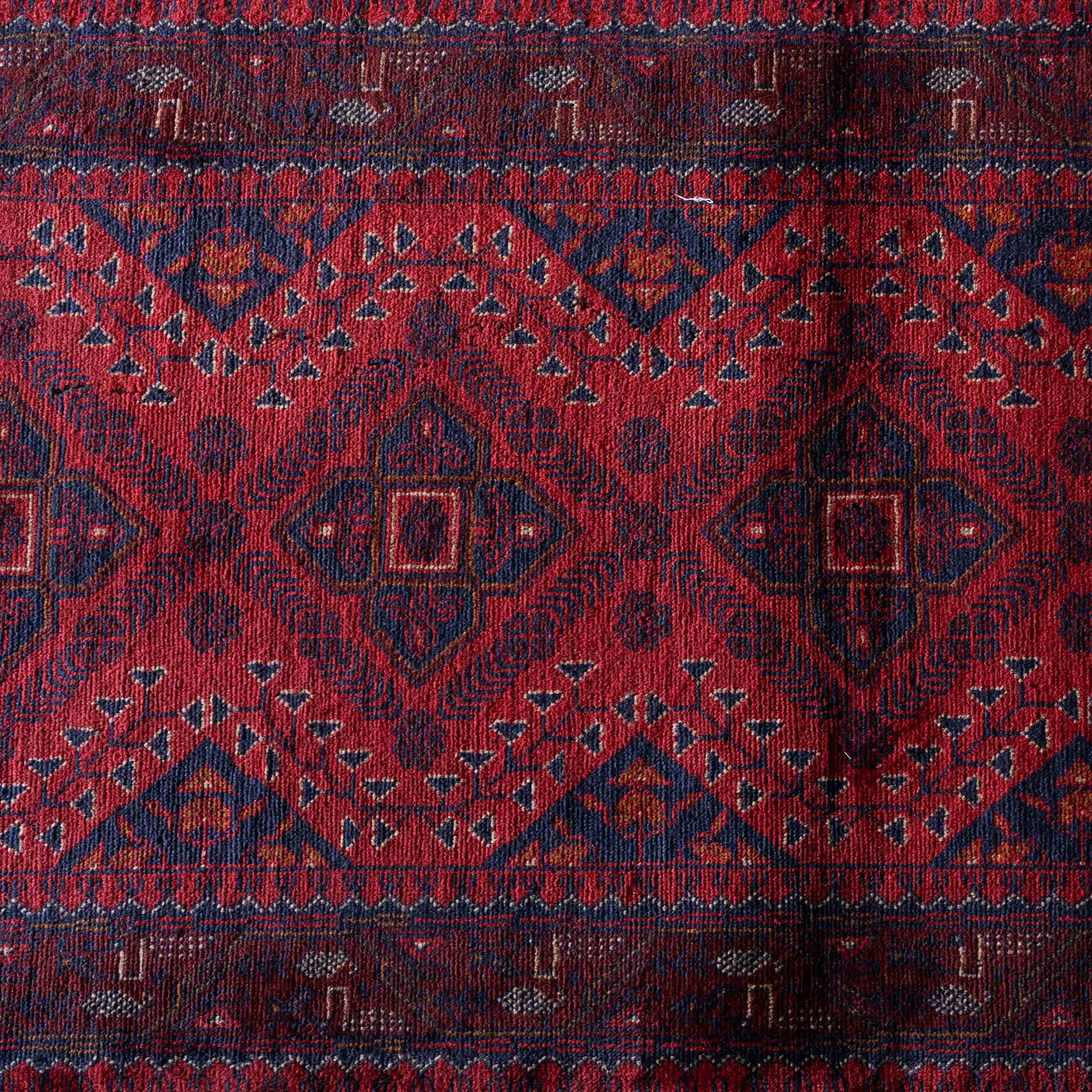 Royal Loom Runner Handcrafted Red Vintage Style Wool Afghan Rug