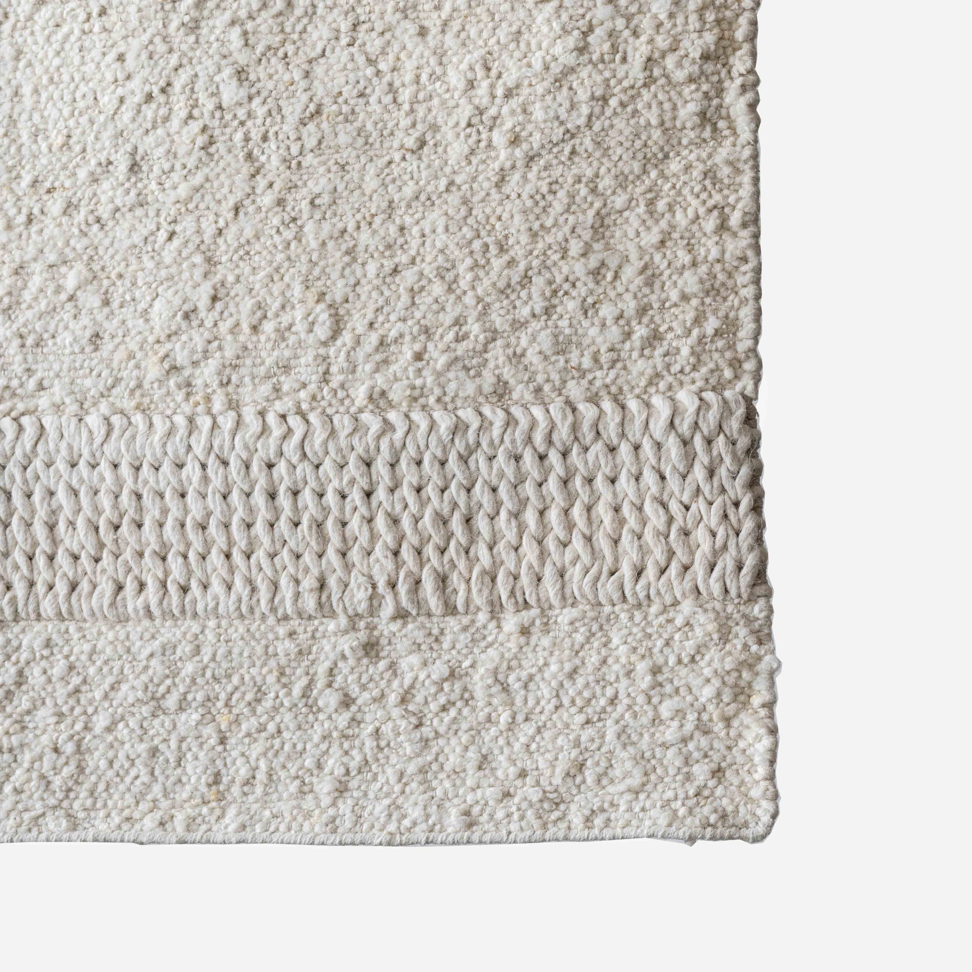 Ivory/Beige - D057  White Handcrafted Wool Rug