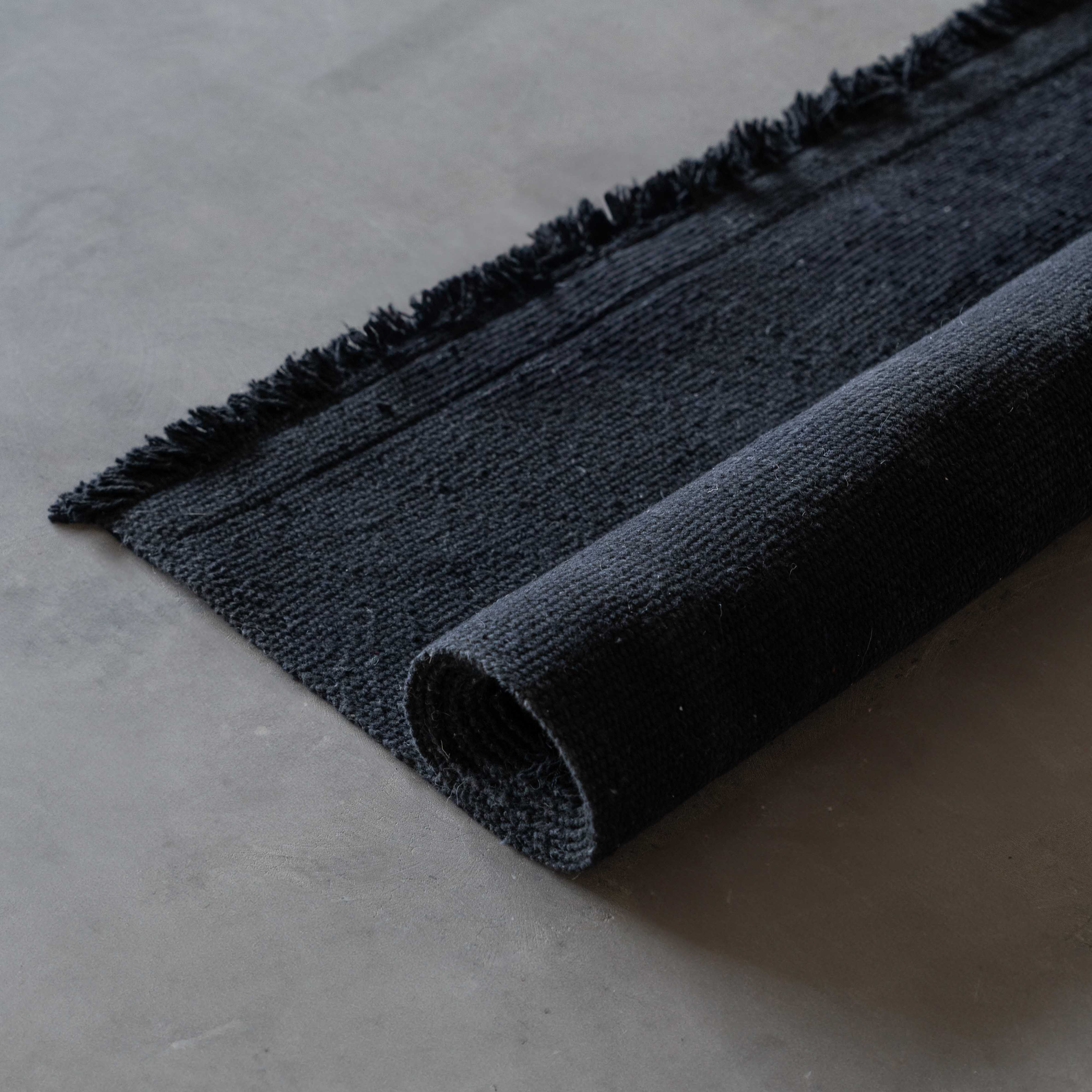 Nawaf Handmade Black Wool Rug - Rugs - WS Living - UAE Modern Home Furniture Stores in Dubai