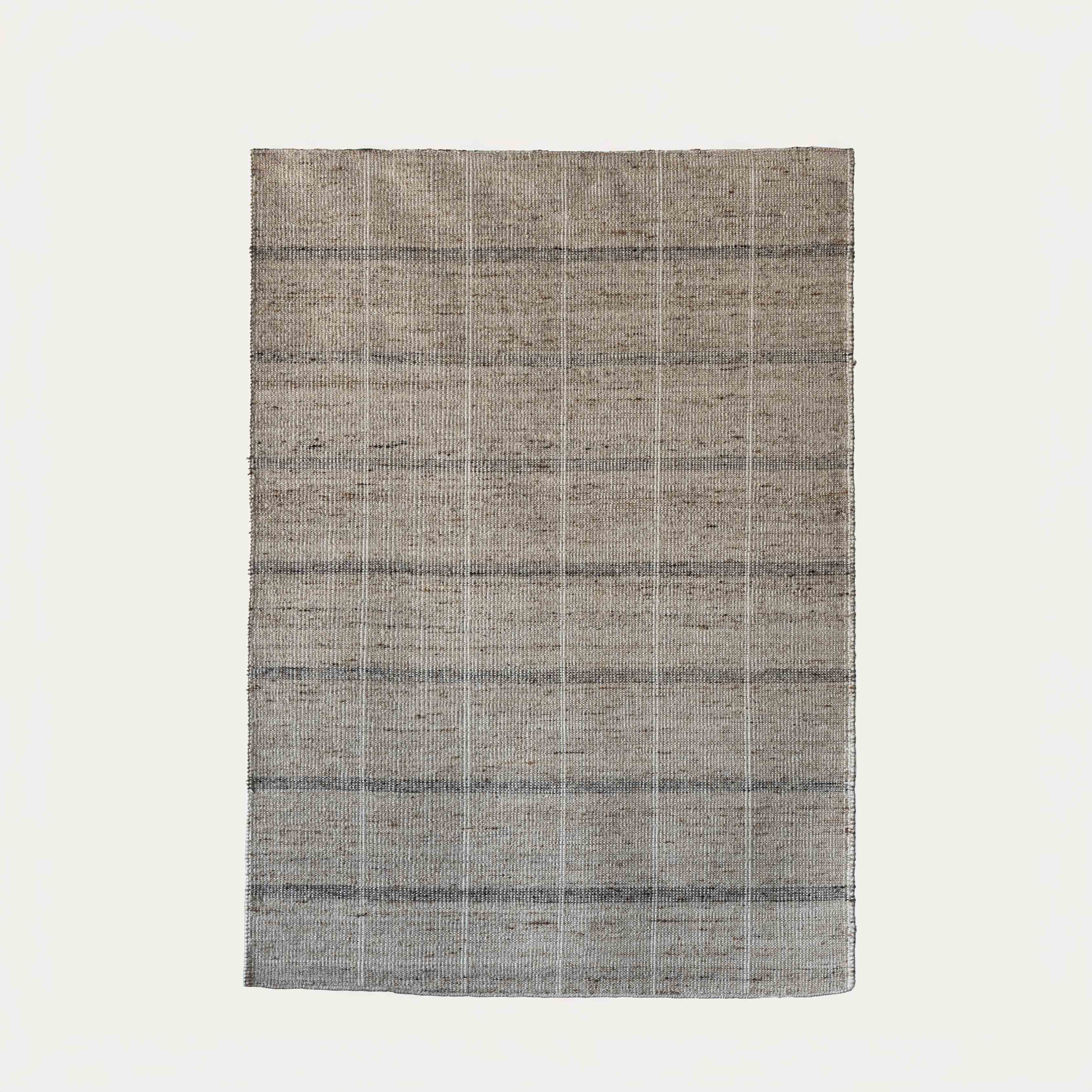 D064 - Beige Gray Handcrafted Wool Rug