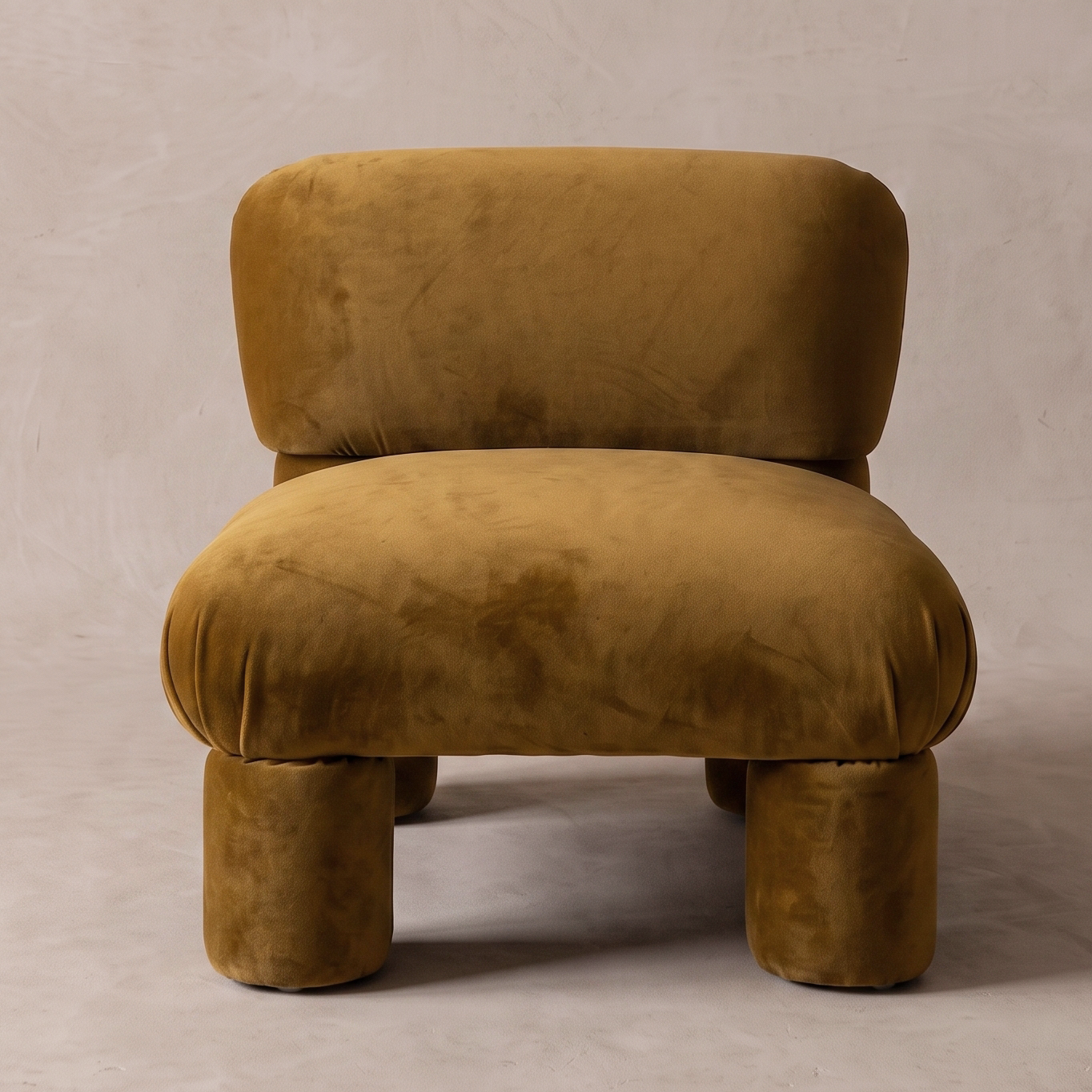 Velluto 1970s Italian Style Low Lounge Chair - MUSTARD