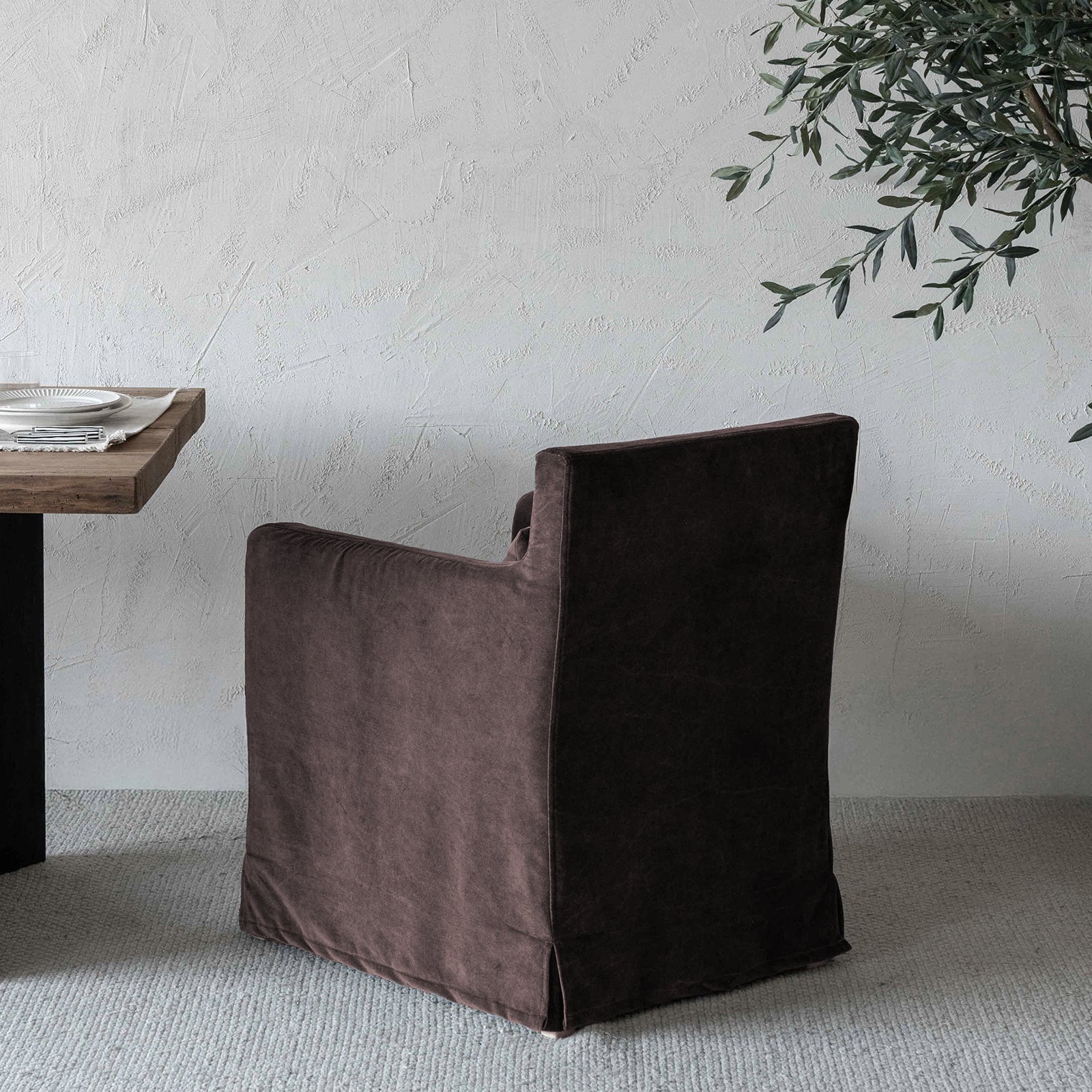 Sculpt Brown Velvet Dining Chair
