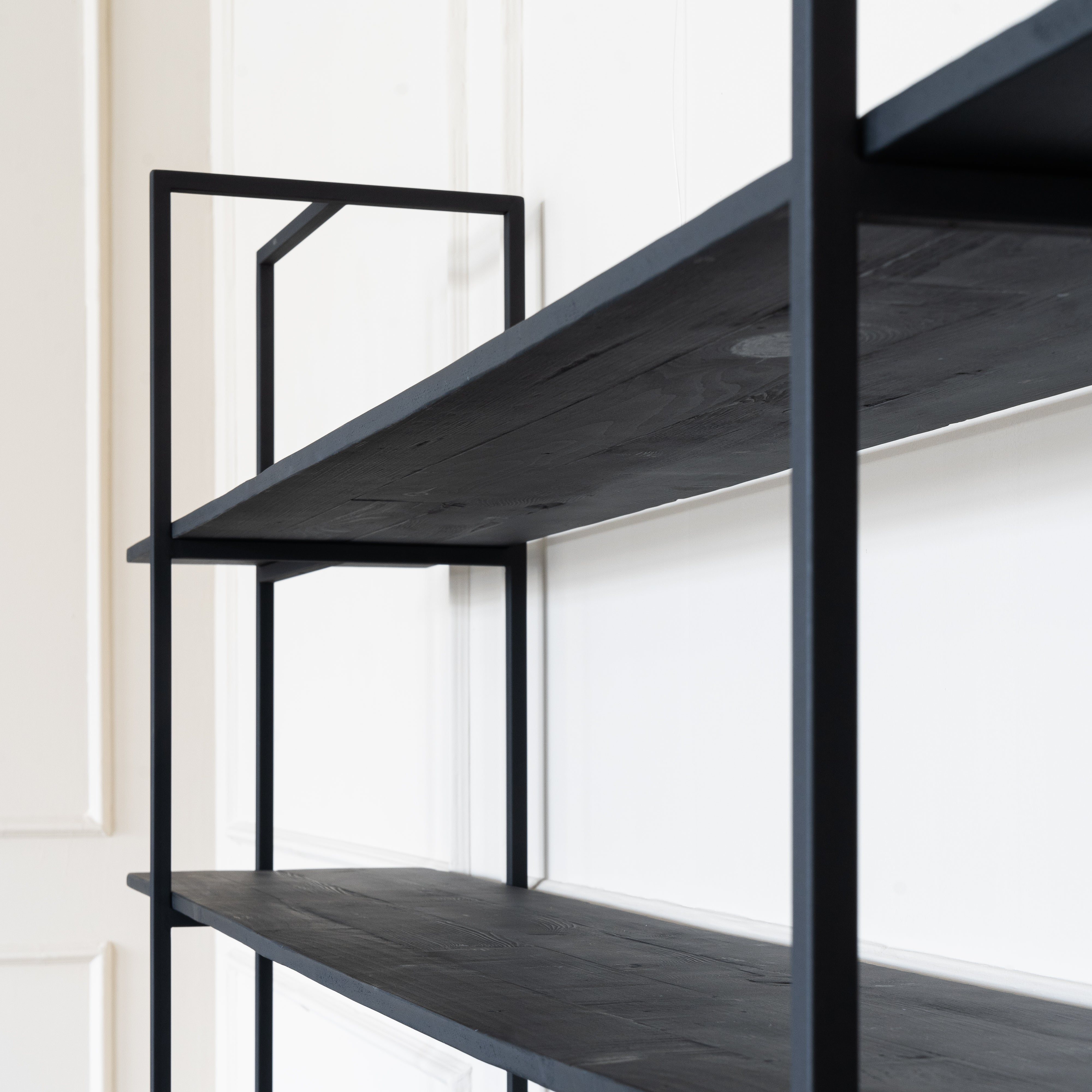 Tokyo Long Wooden Shelf With Steel Frame  - WS Living - UAE - Shelves Wood and steel Furnitures - Dubai