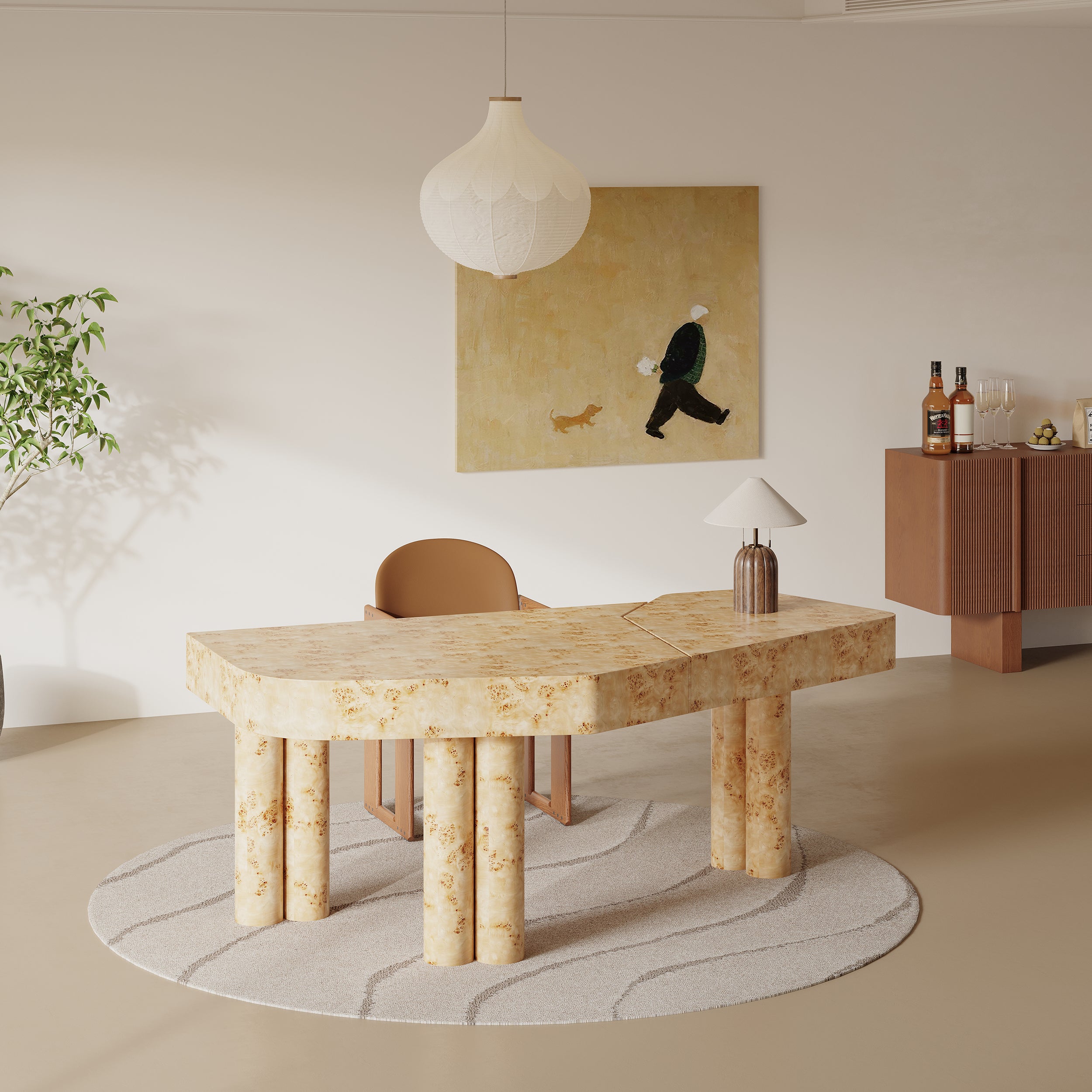 Majestic Executive Burl Wood Office Desk ( Pre Order 60 Days Delivery )