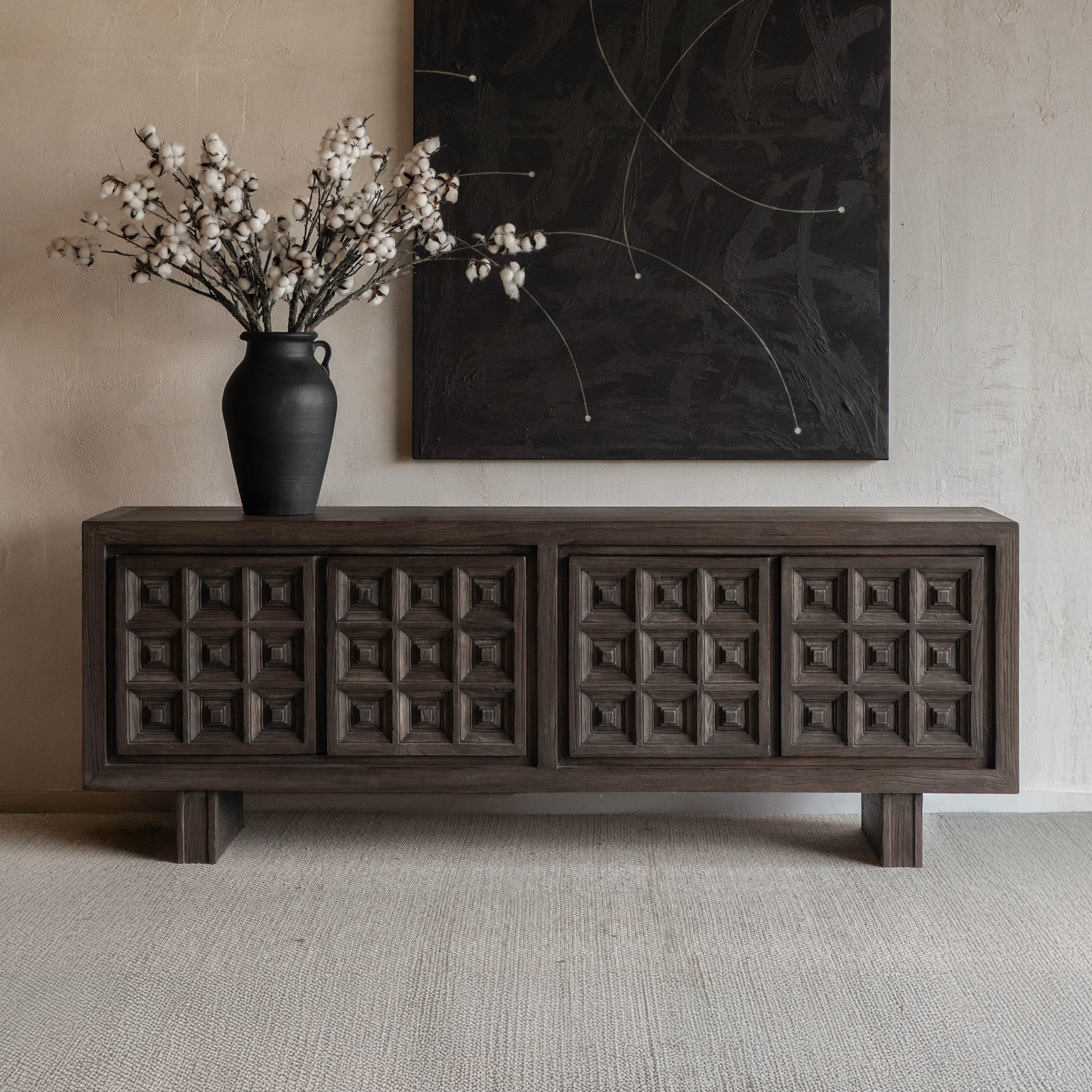 Samuel Antique Style Elm Wood Sideboard