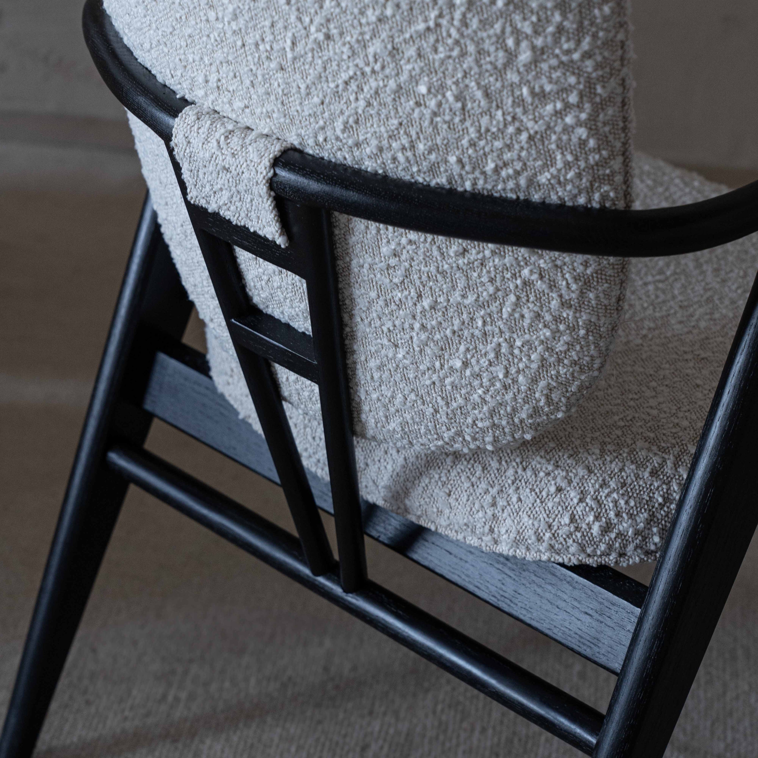 Sarya Black & White Solid Wood Modern Boucle Dining Chair | Ws Living ...