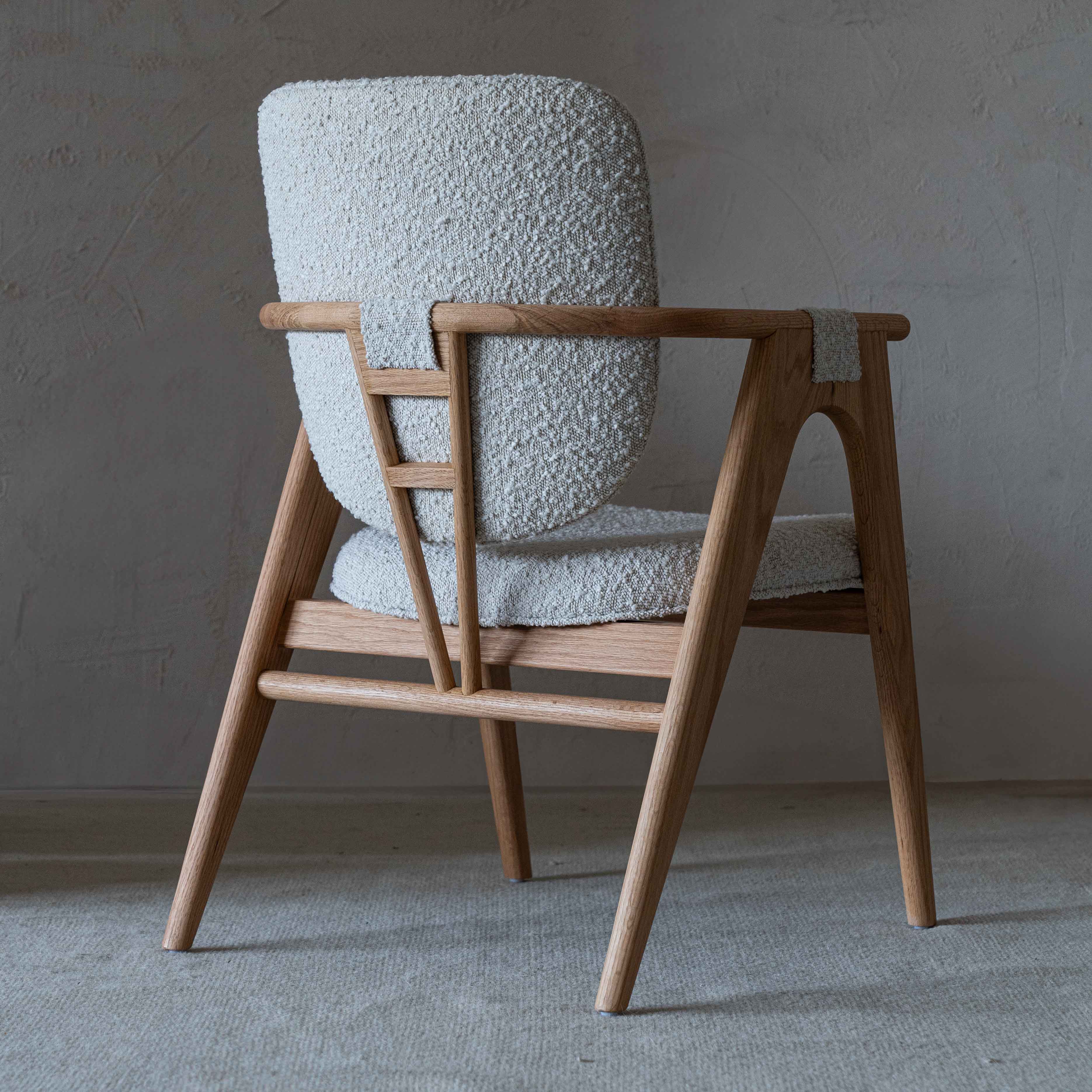 Sarya Natural Solid Wood & Boucle Modern Dining Chair - Dining Chairs - WS Living - UAE Modern Home Furniture Stores in Dubai