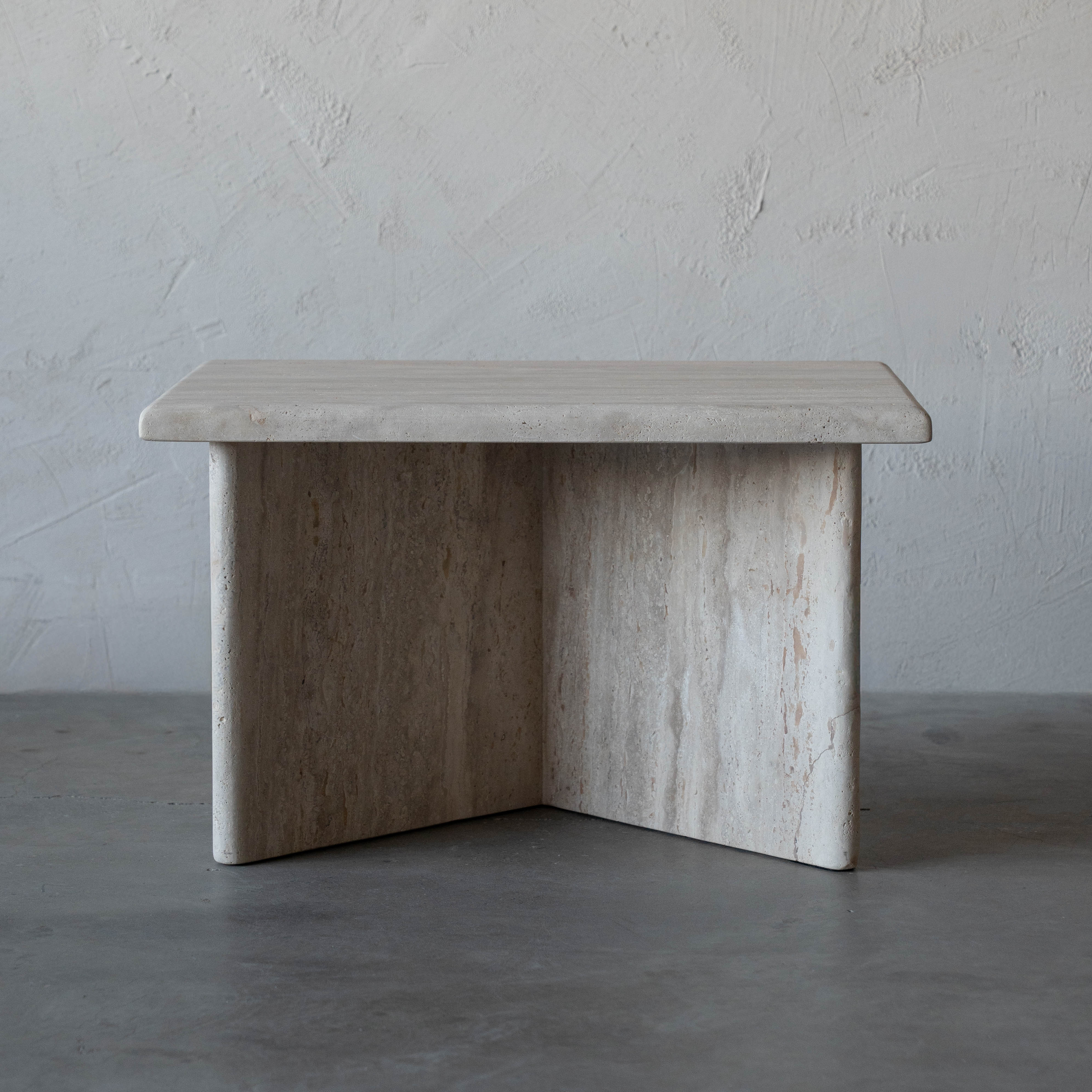 Cara T-Base Travertine Marble Side Table