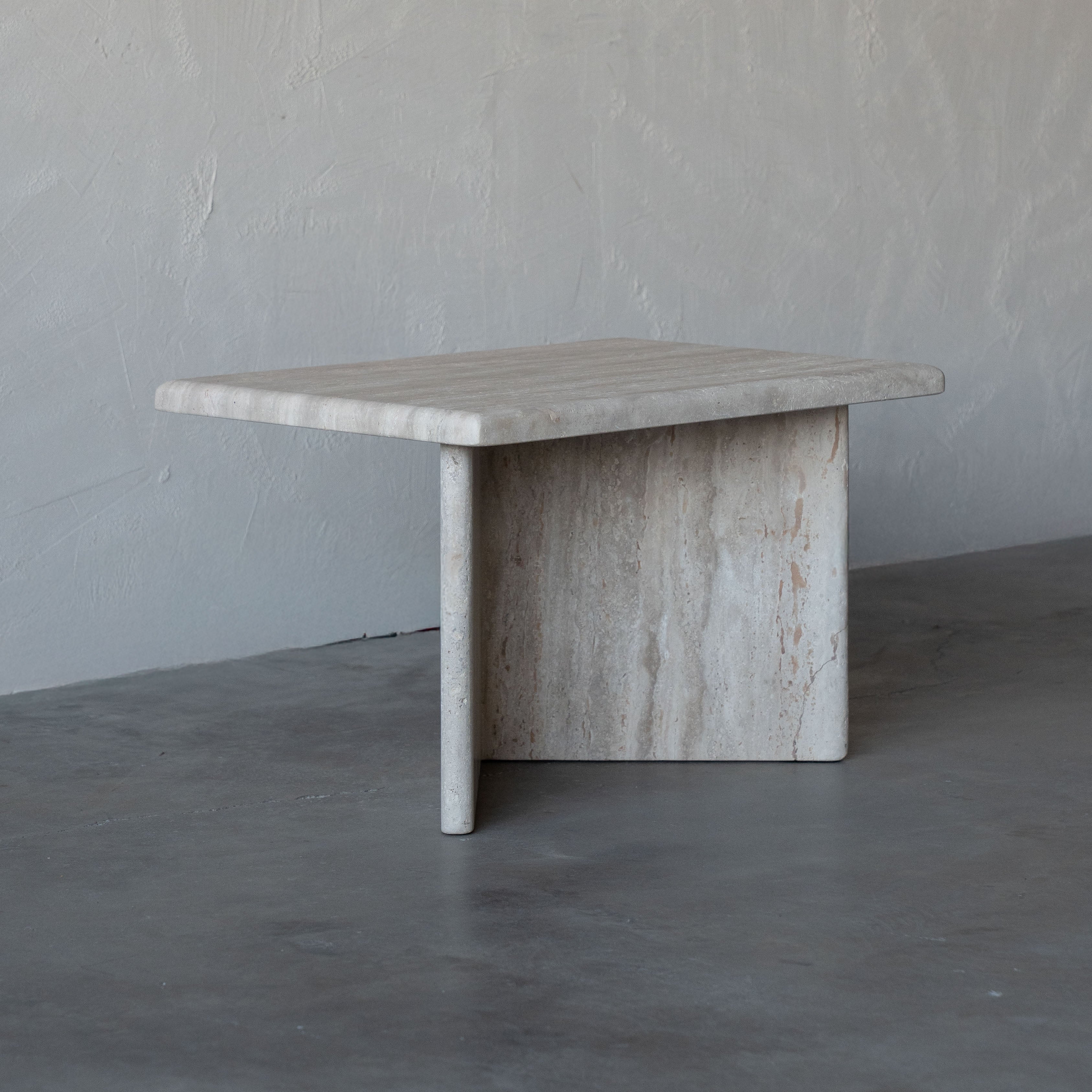 Cara T-Base Travertine Marble Side Table