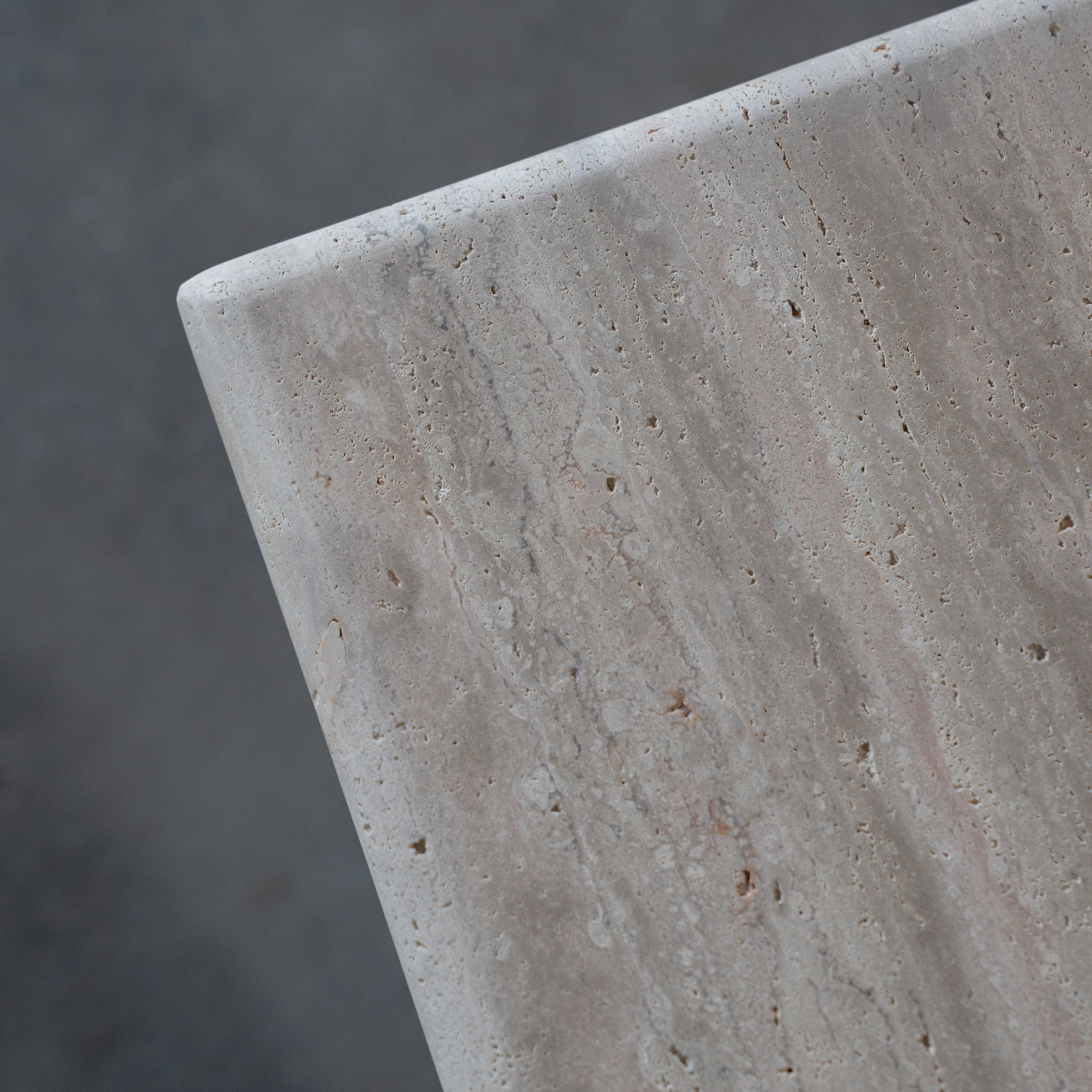 Cara T-Base Travertine Marble Side Table