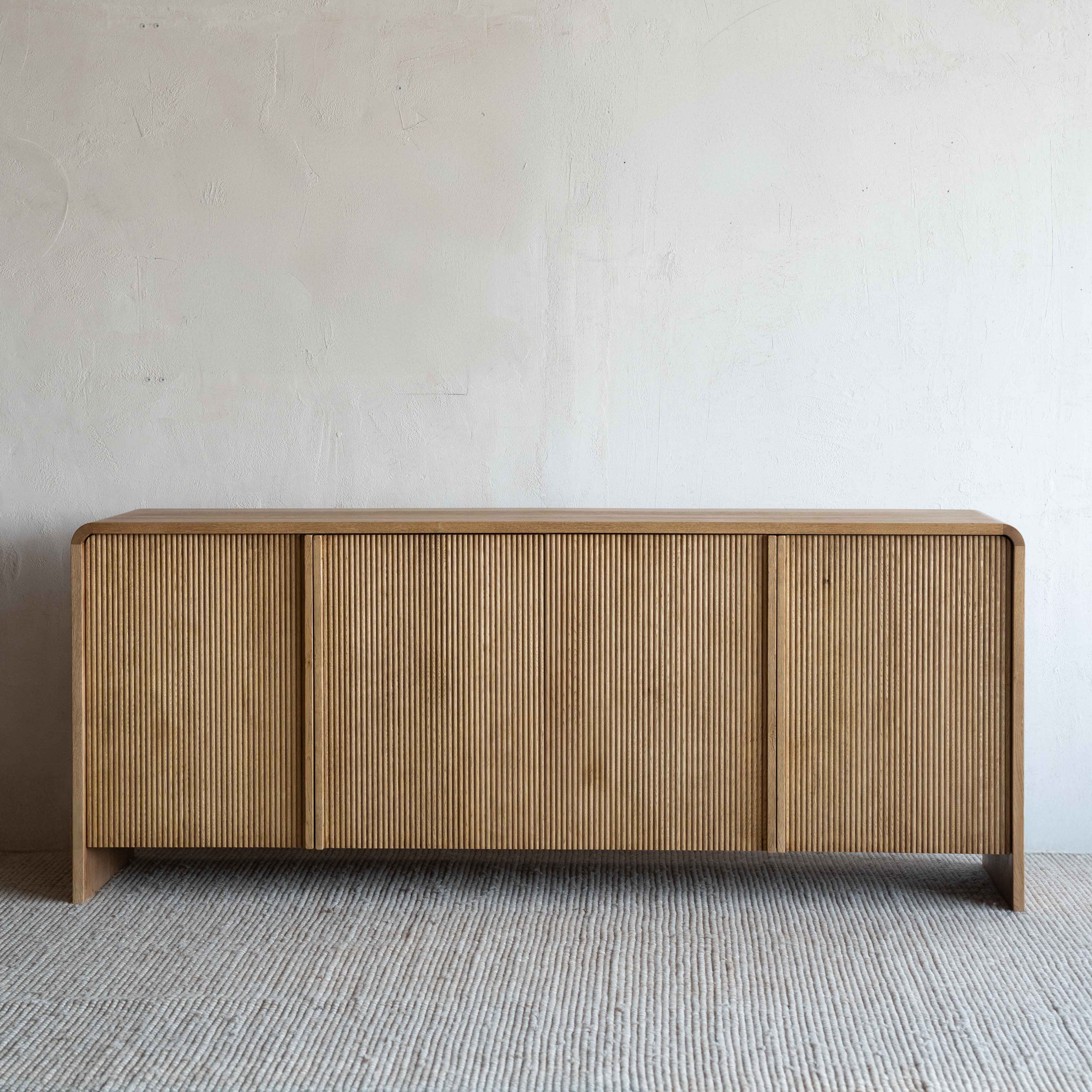 Bruno Modern Oak Wood Fluted Sideboard - NATURAL