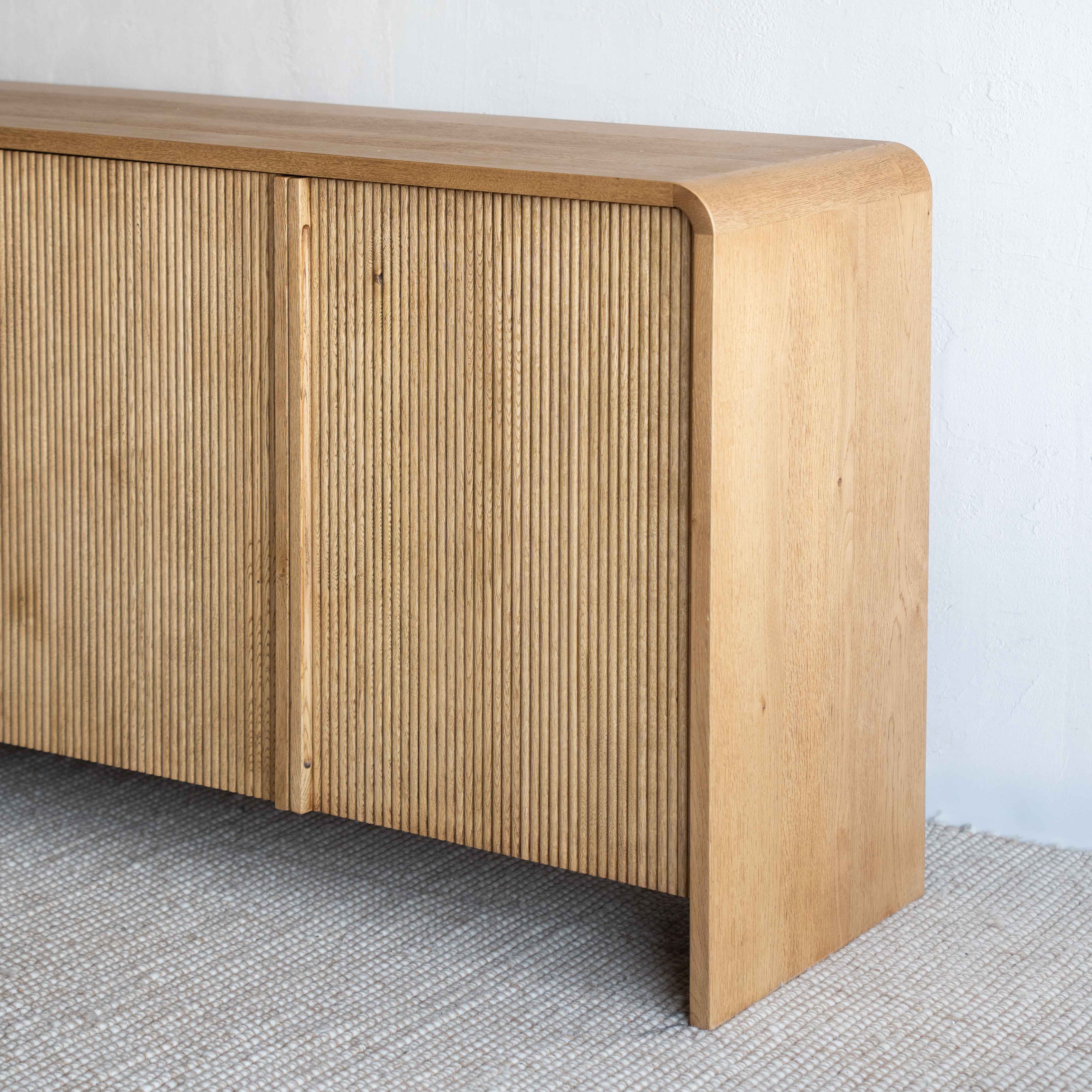 Bruno Modern Oak Wood Fluted Sideboard - NATURAL