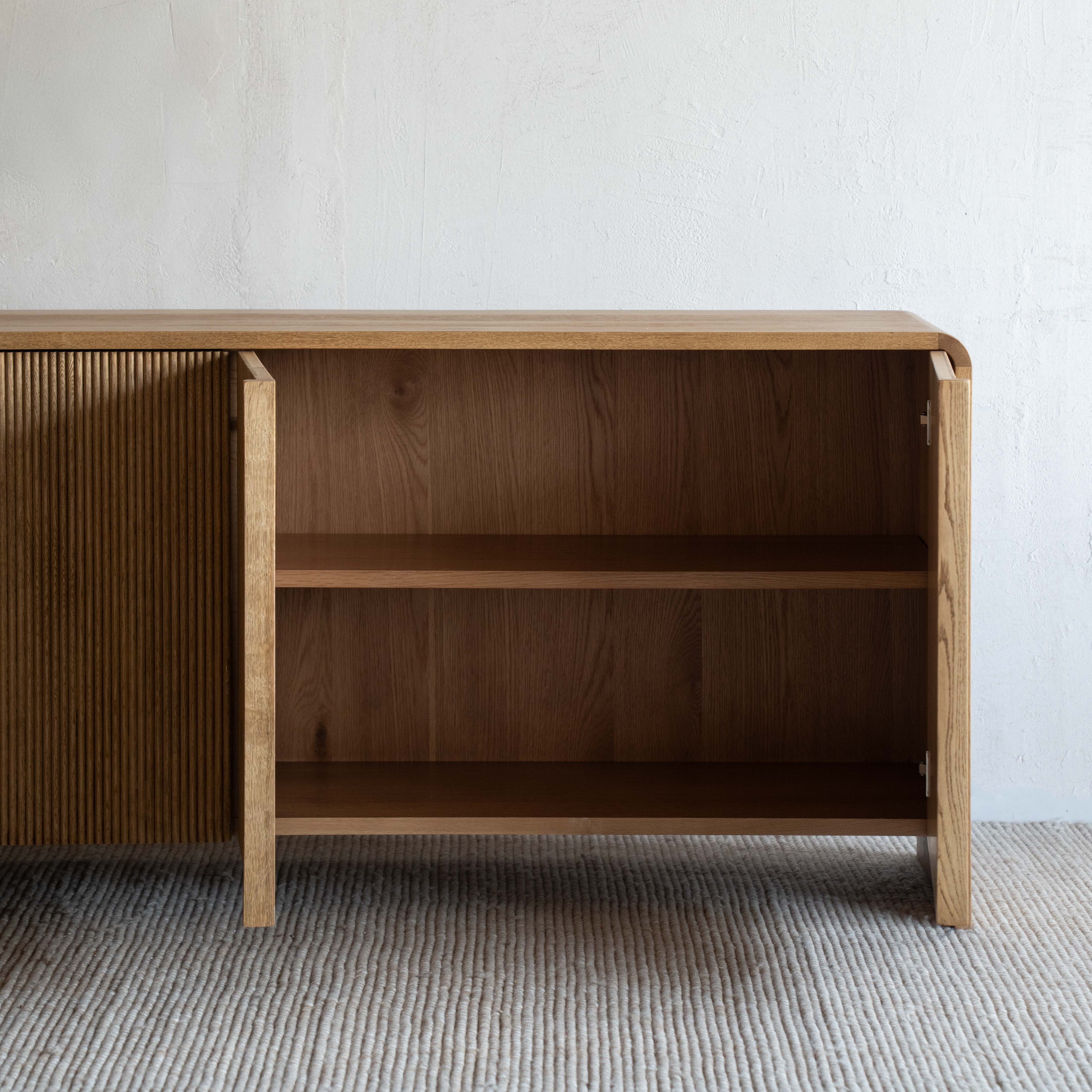 Bruno Modern Oak Wood Fluted Sideboard - NATURAL