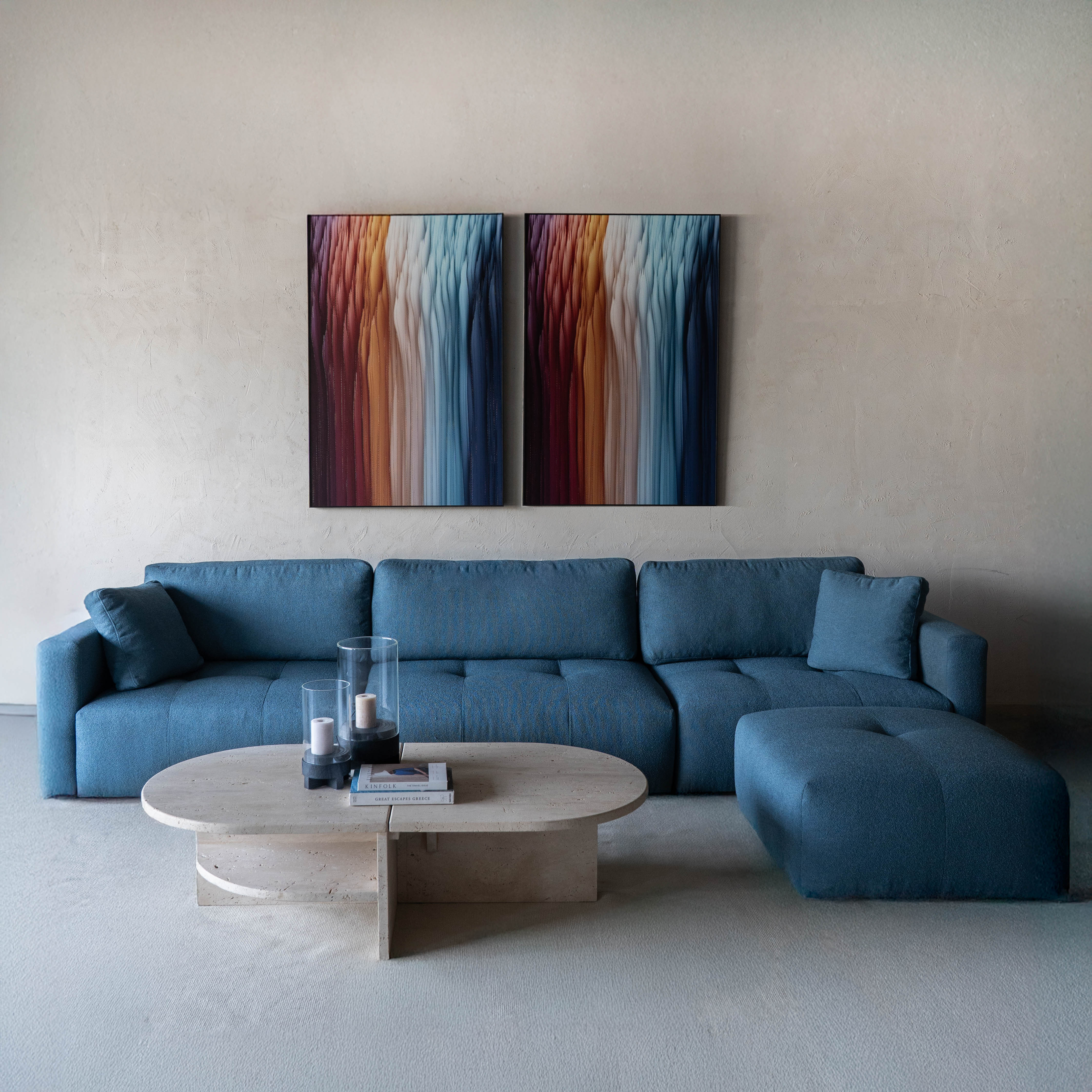 Sky Modern L Shape | Sectional Modular Sofa - Ocean Blue