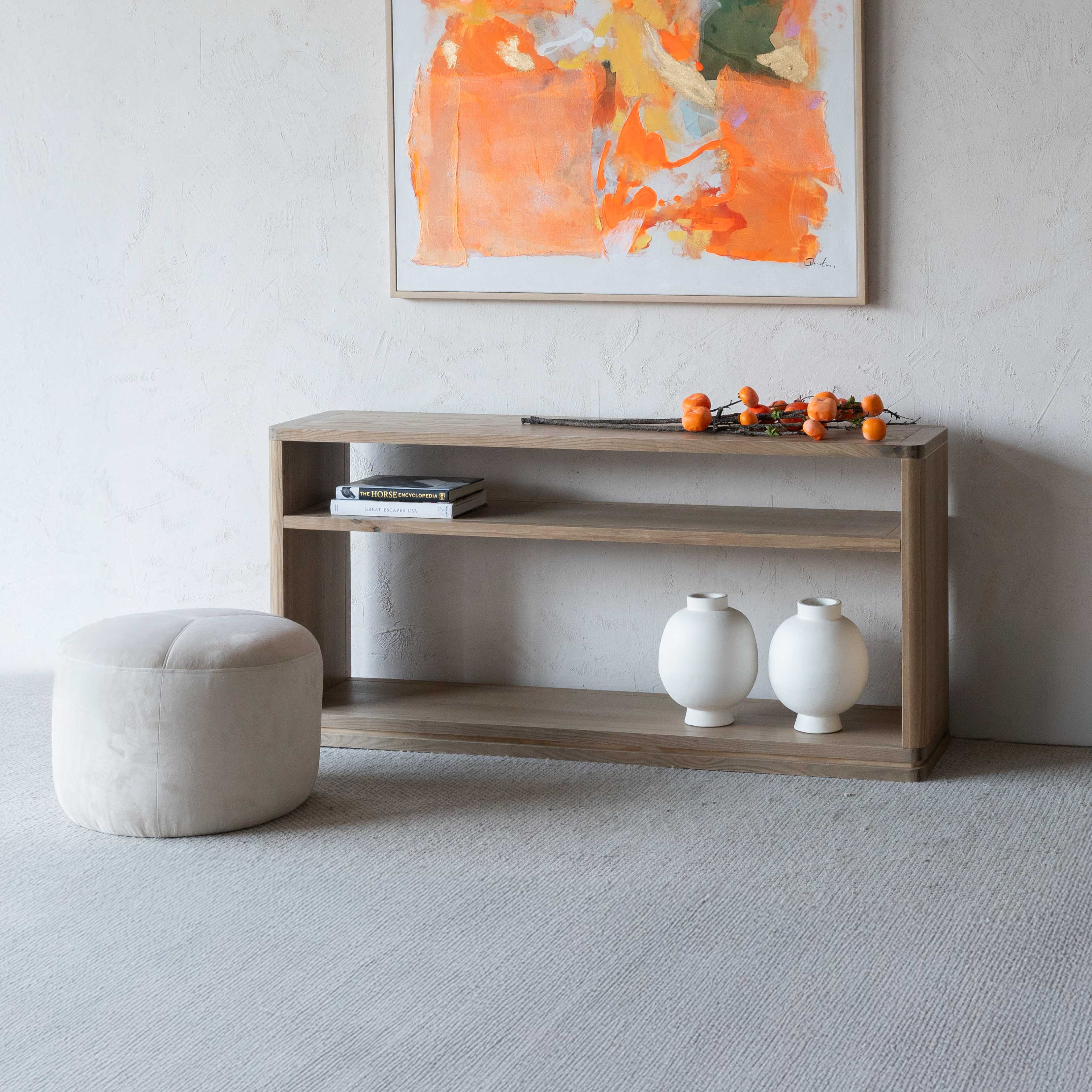 Solistice Solid Raw Wood Rectangle Console (as is)