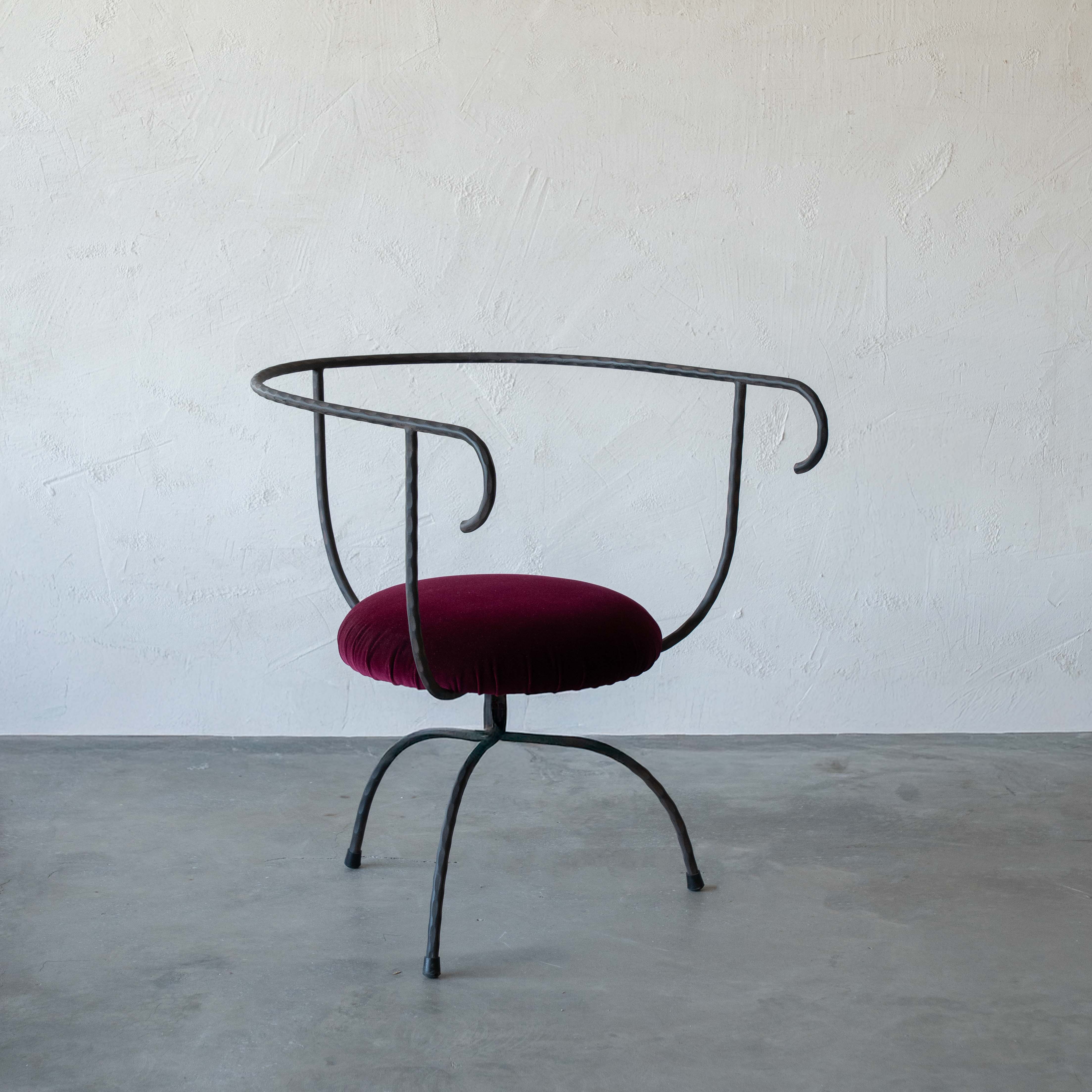 Stylo Modern Steel RED VELVET Arm Chair